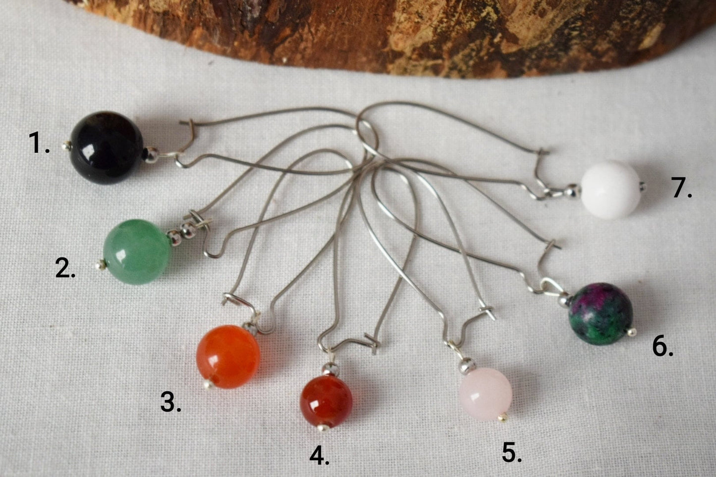 Black hoop earrings for women, Agate hoop earrings, Black agate, Boho hoop earrings with gemstone, Handmade jewelry, Gift for her