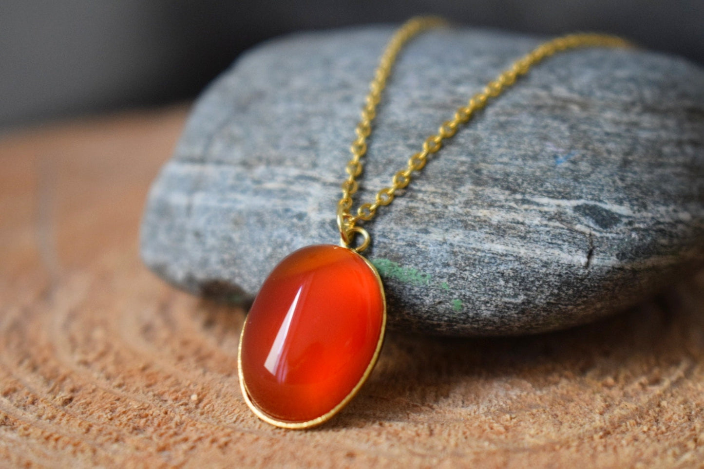Red Agate Necklace Gold, Oval Red Gemstone Necklace, Red Gold, Red Stone Pendant Necklace, Agate Jewelry, Handmade jewelry, Gift for women