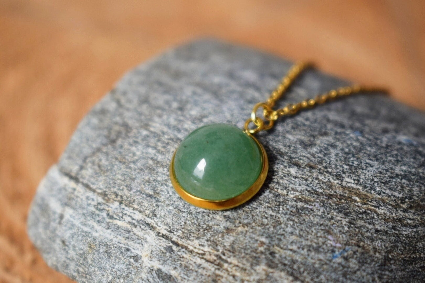 Grüne Aventurin Halskette Gold, Grüne Anhänger Halskette, Grüner Aventurin Gold Anhänger, Edelstein, Aventurin Schmuck, Geburtstagsgeschenk für Sie