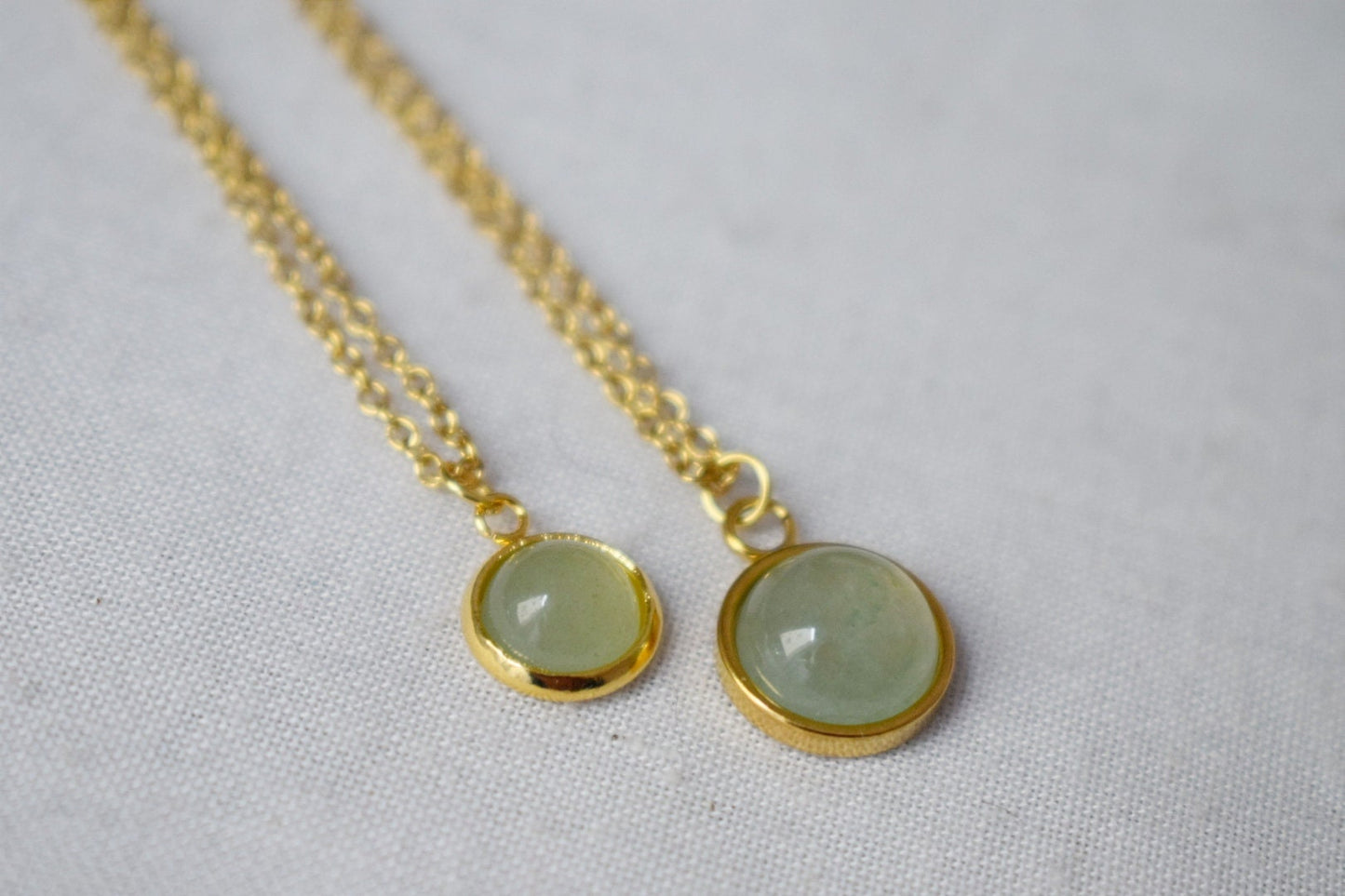 Necklace Green Aventurine, Small Gemstone Golden Pendant, Natural Stone Layered Necklace, 18k Gold Plated Jewelry, Elegant Gift For Her