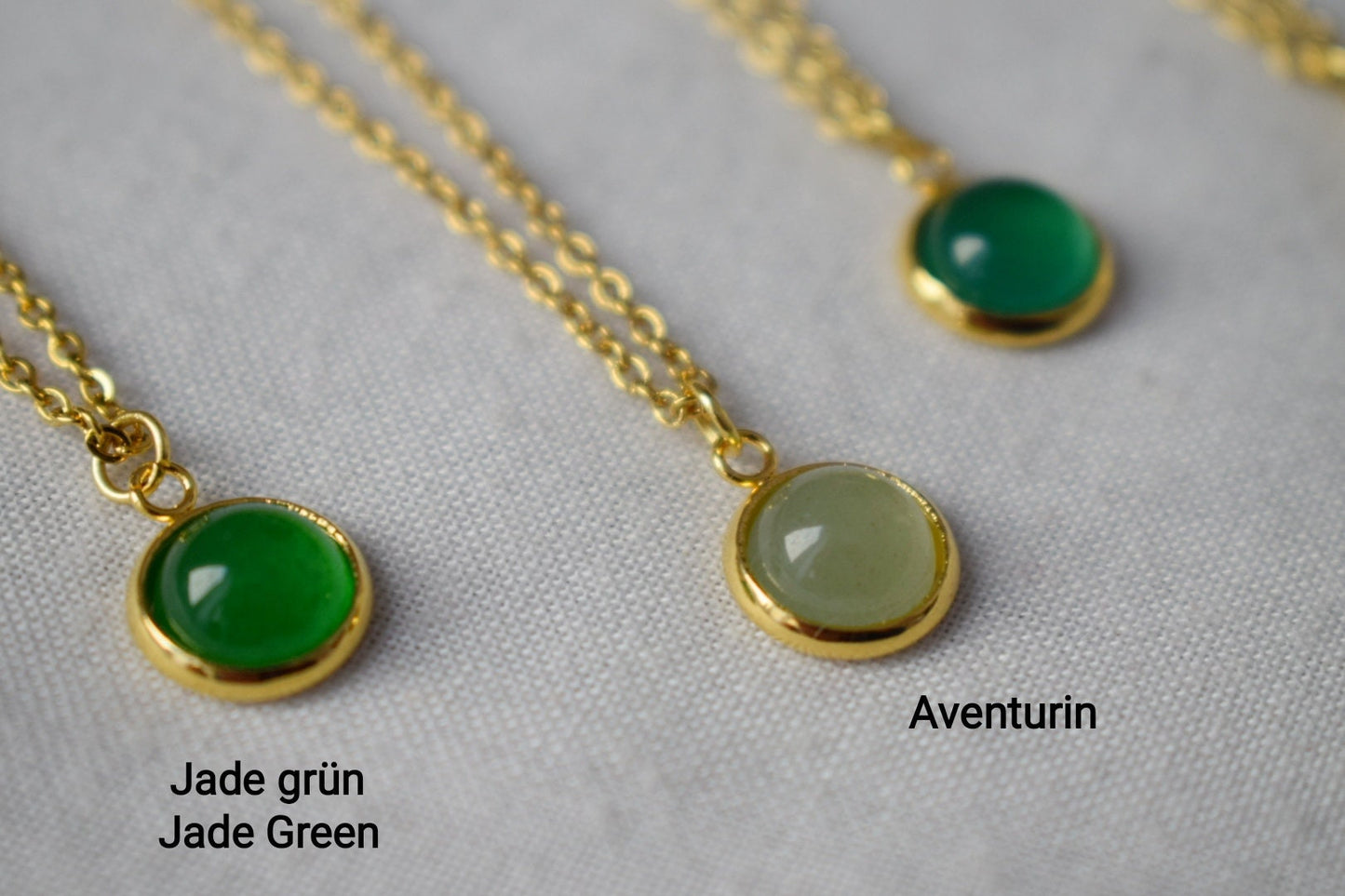 Minimalist gemstone necklace gold for women, green jade, aventurine, green agate, white jade, 6mm pendant necklace, Layered necklace, Gift