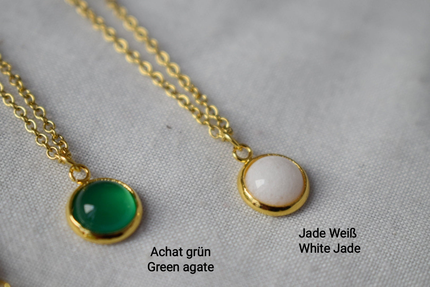 Minimalist gemstone necklace gold for women, green jade, aventurine, green agate, white jade, 6mm pendant necklace, Layered necklace, Gift