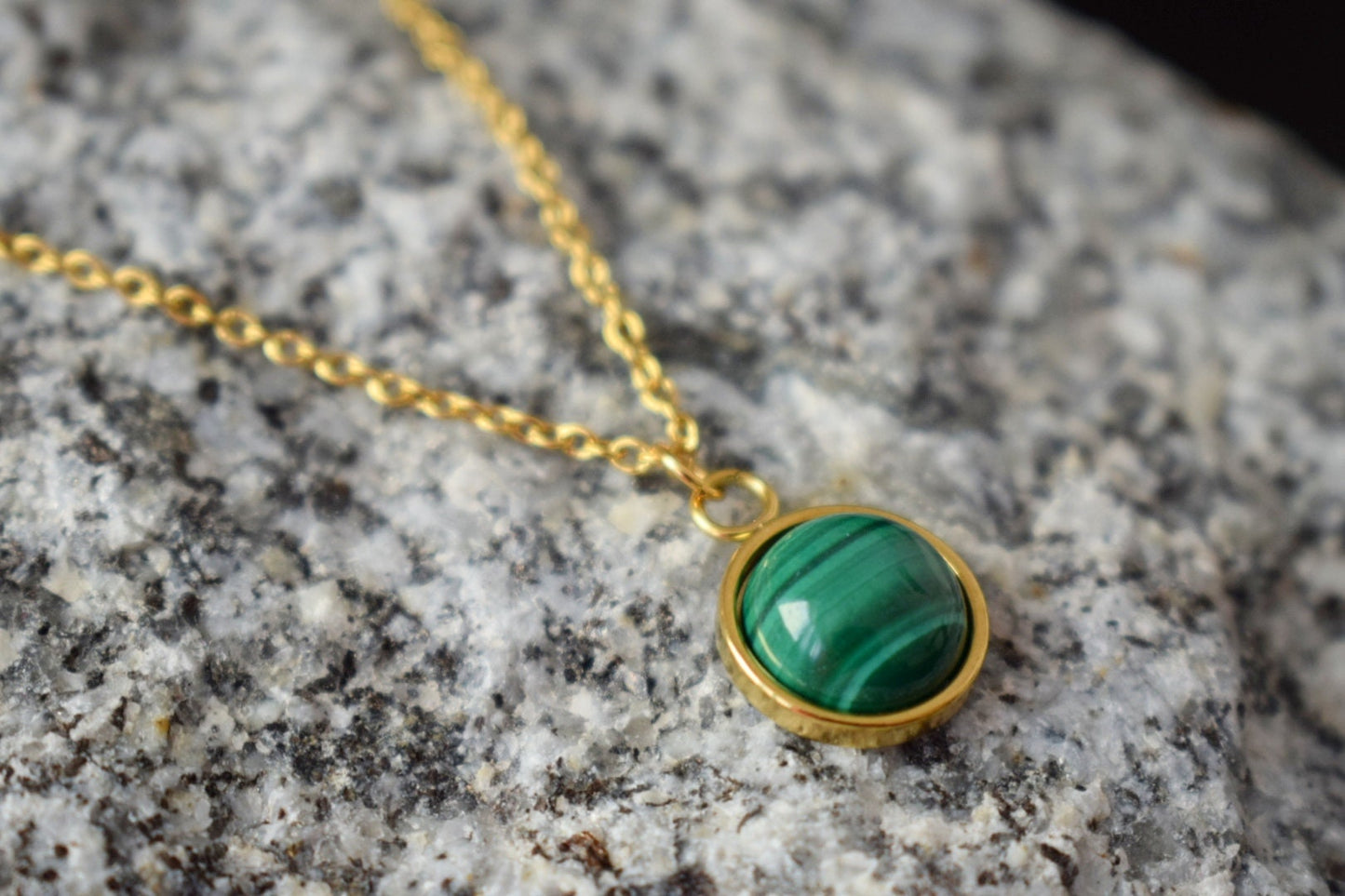 Natural Malachite Necklace Gold, Dainty Malachite Necklace, Green Malachite Pendant Necklace, Malachite Gemstone Necklace, Gift For Her