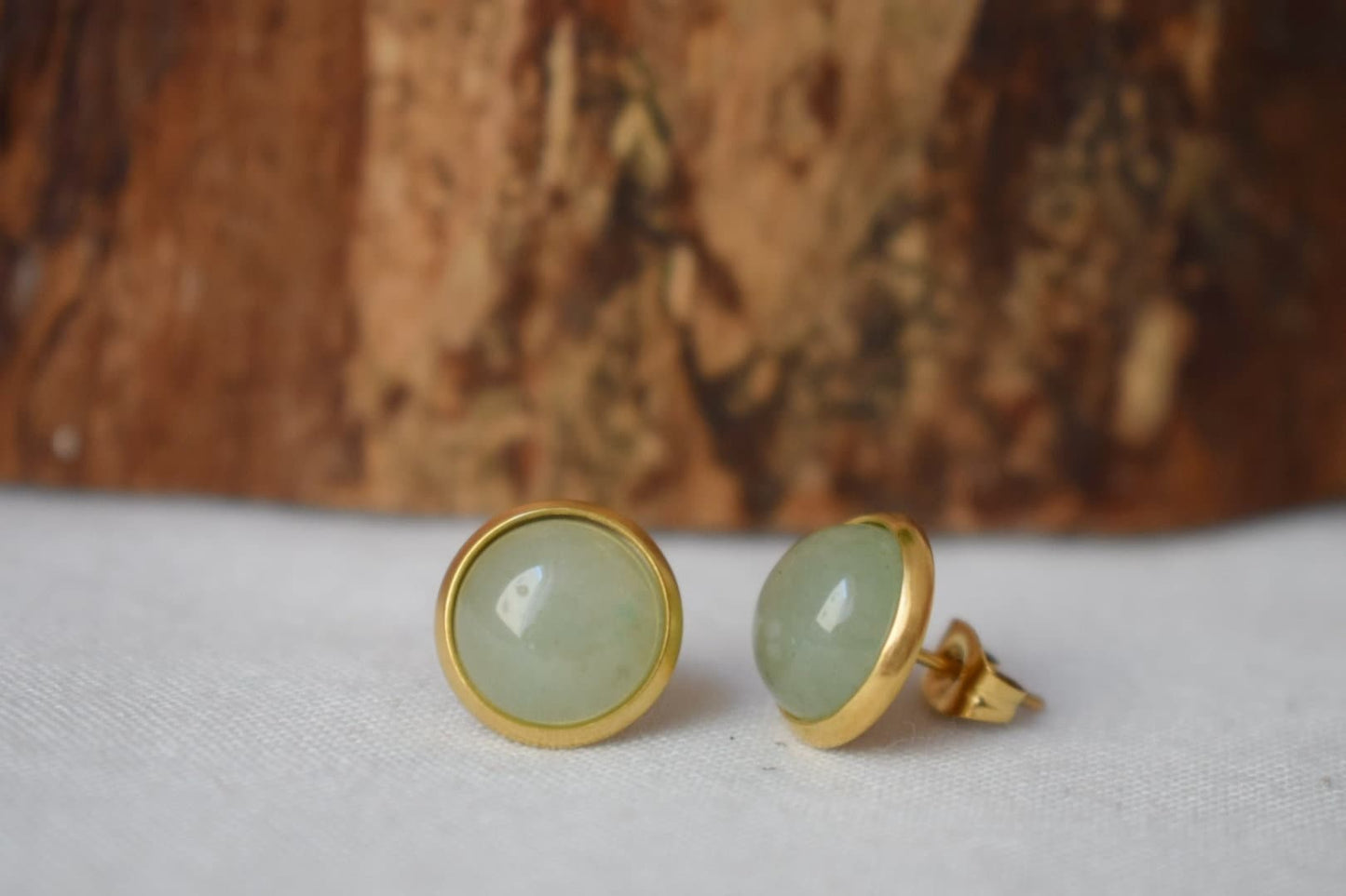 Green Aventurine Stud Earrings Gold, Aventurine Gemstone Gold Earrings, Green stone, Birthstone, Birthday Anniversary gift for her Mom Wife