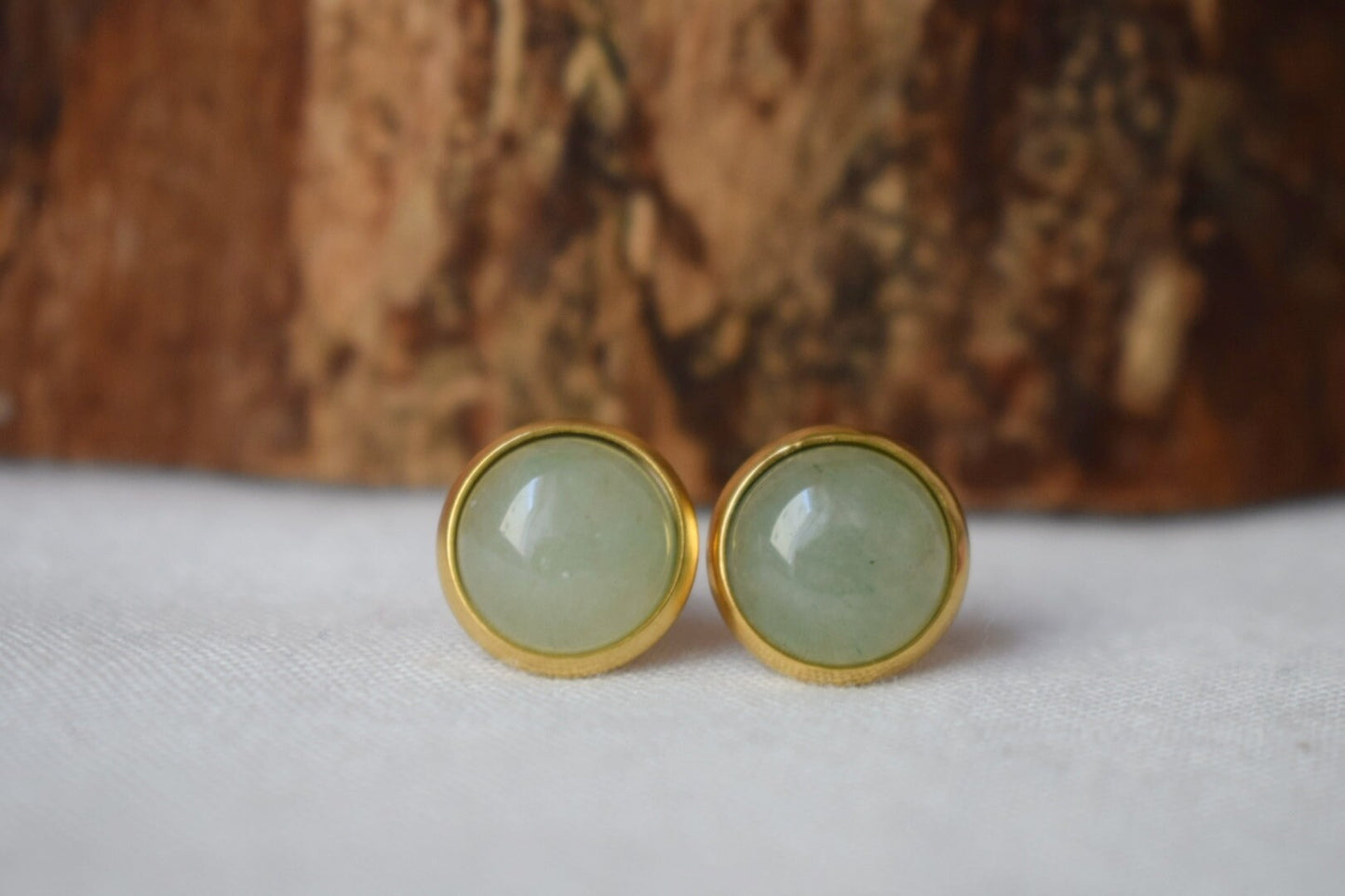 Green Aventurine Stud Earrings Gold, Aventurine Gemstone Gold Earrings, Green stone, Birthstone, Birthday Anniversary gift for her Mom Wife