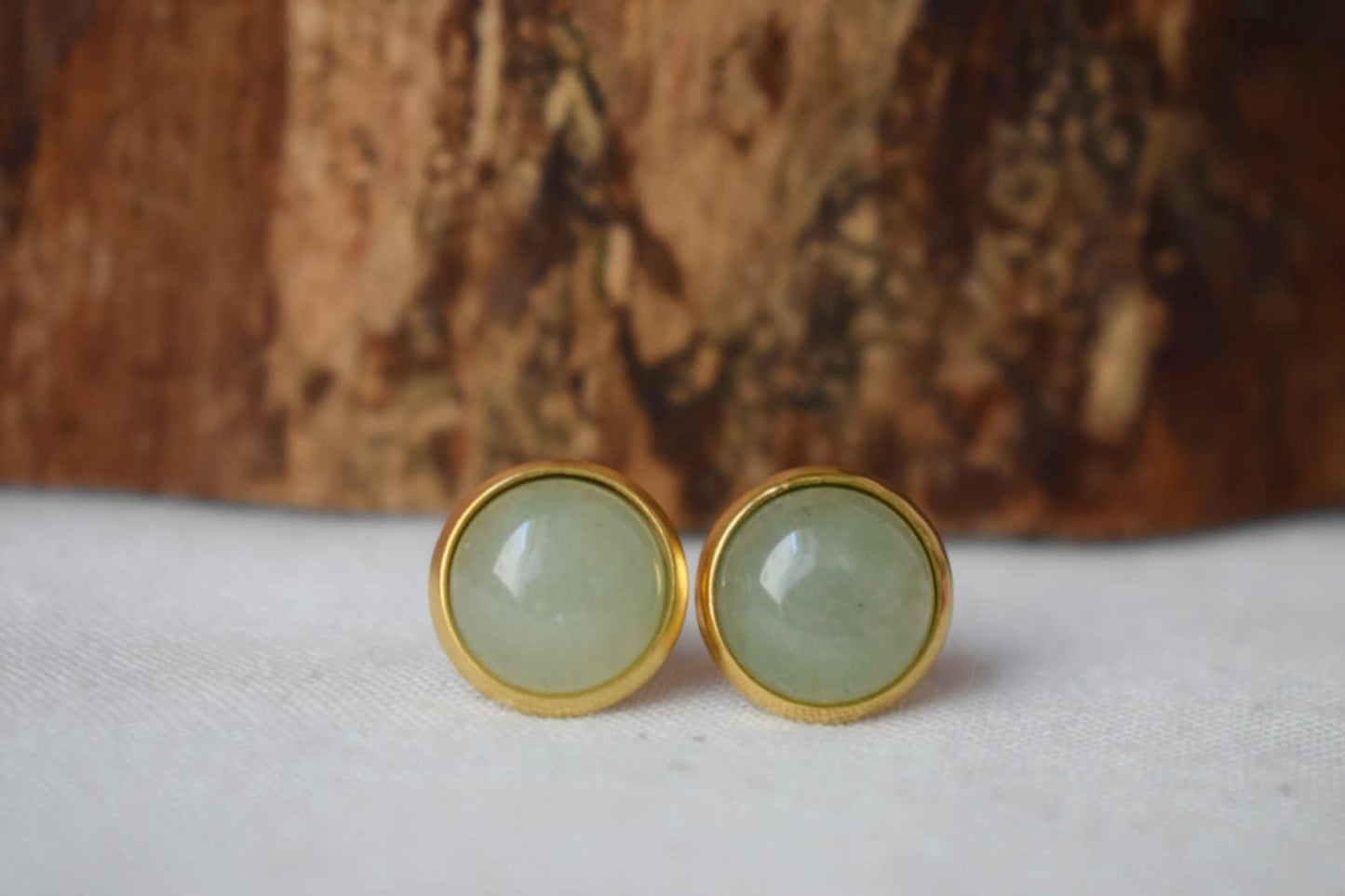 Green Aventurine Stud Earrings Gold, Aventurine Gemstone Gold Earrings, Green stone, Birthstone, Birthday Anniversary gift for her Mom Wife