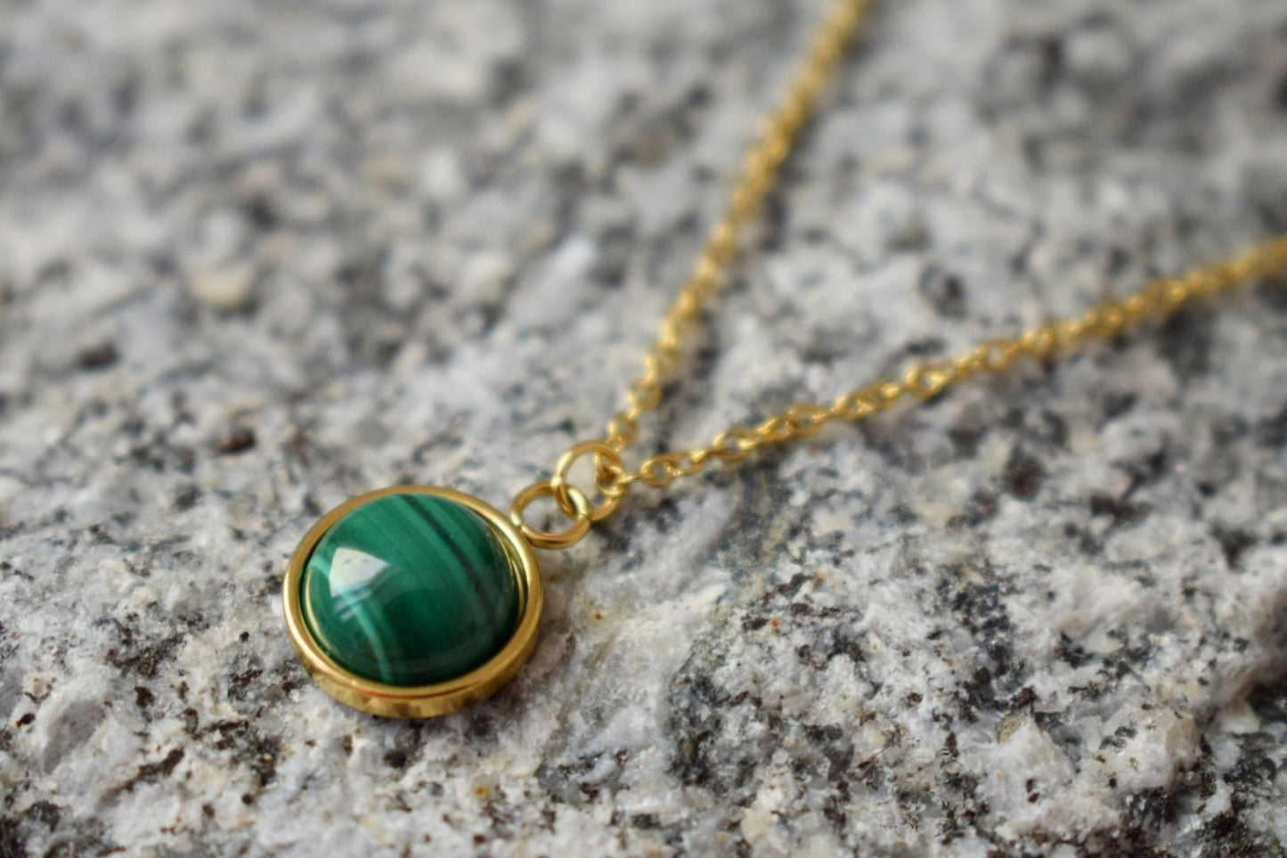 Natural Malachite Necklace Gold, Dainty Malachite Necklace, Green Malachite Pendant Necklace, Malachite Gemstone Necklace, Gift For Her
