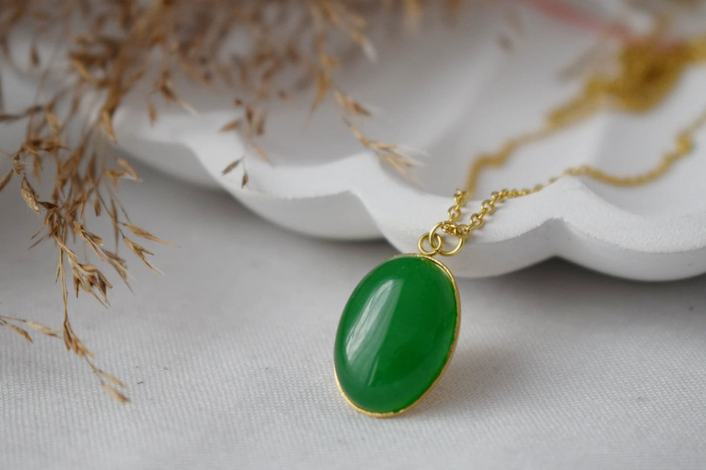Green jade earrings gold, Statement oval dangle earrings, Green gemstone drop earrings, Stone hanging pendant earrings, Jewelry gift for her