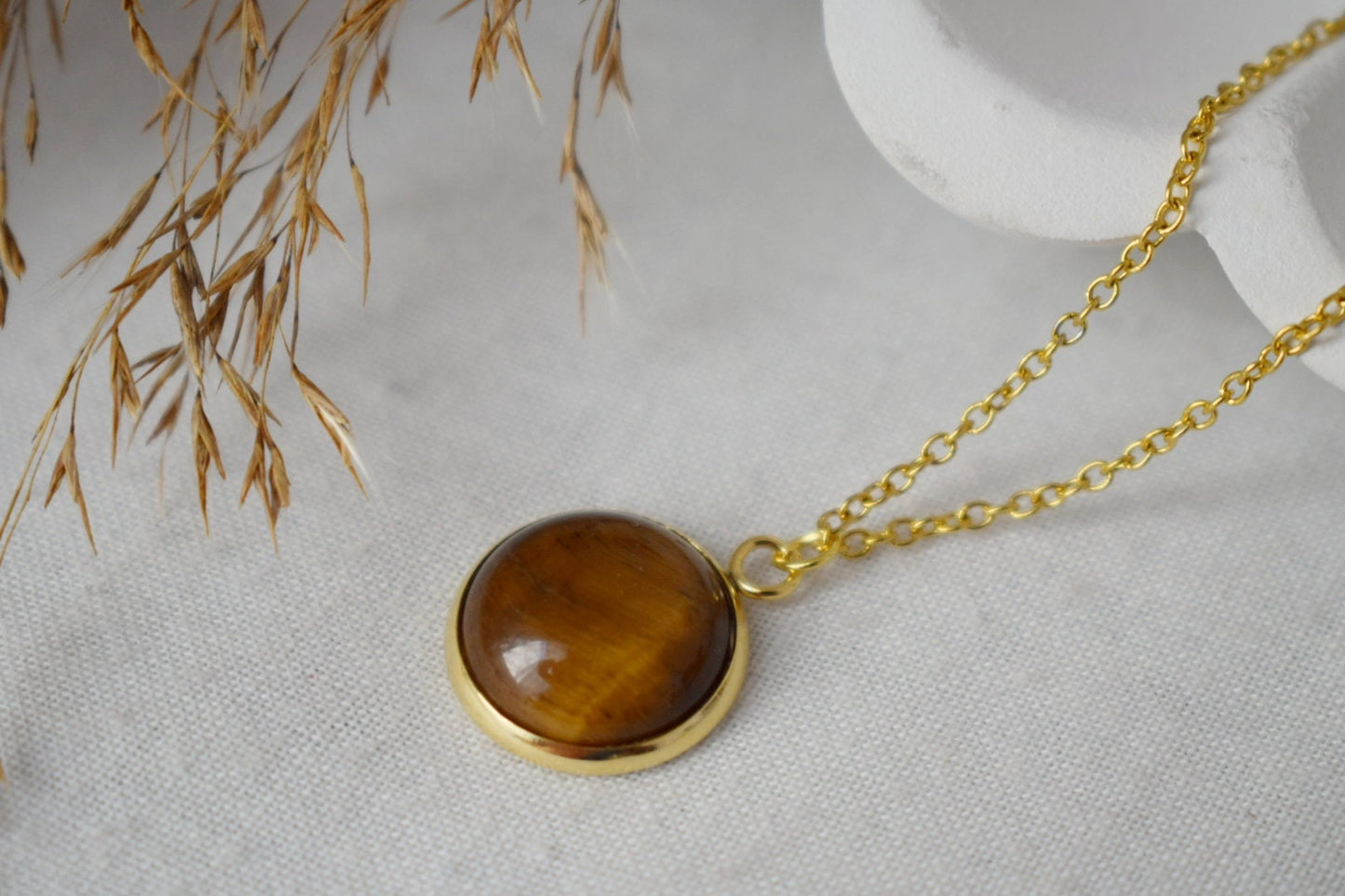 Tiger Eye Necklace, Gemstone Pendant For Women, Tiger's eye Brown Gold, Tigers Eye Jewelry, Round Necklace, Jewelry GiftBest christmas gift