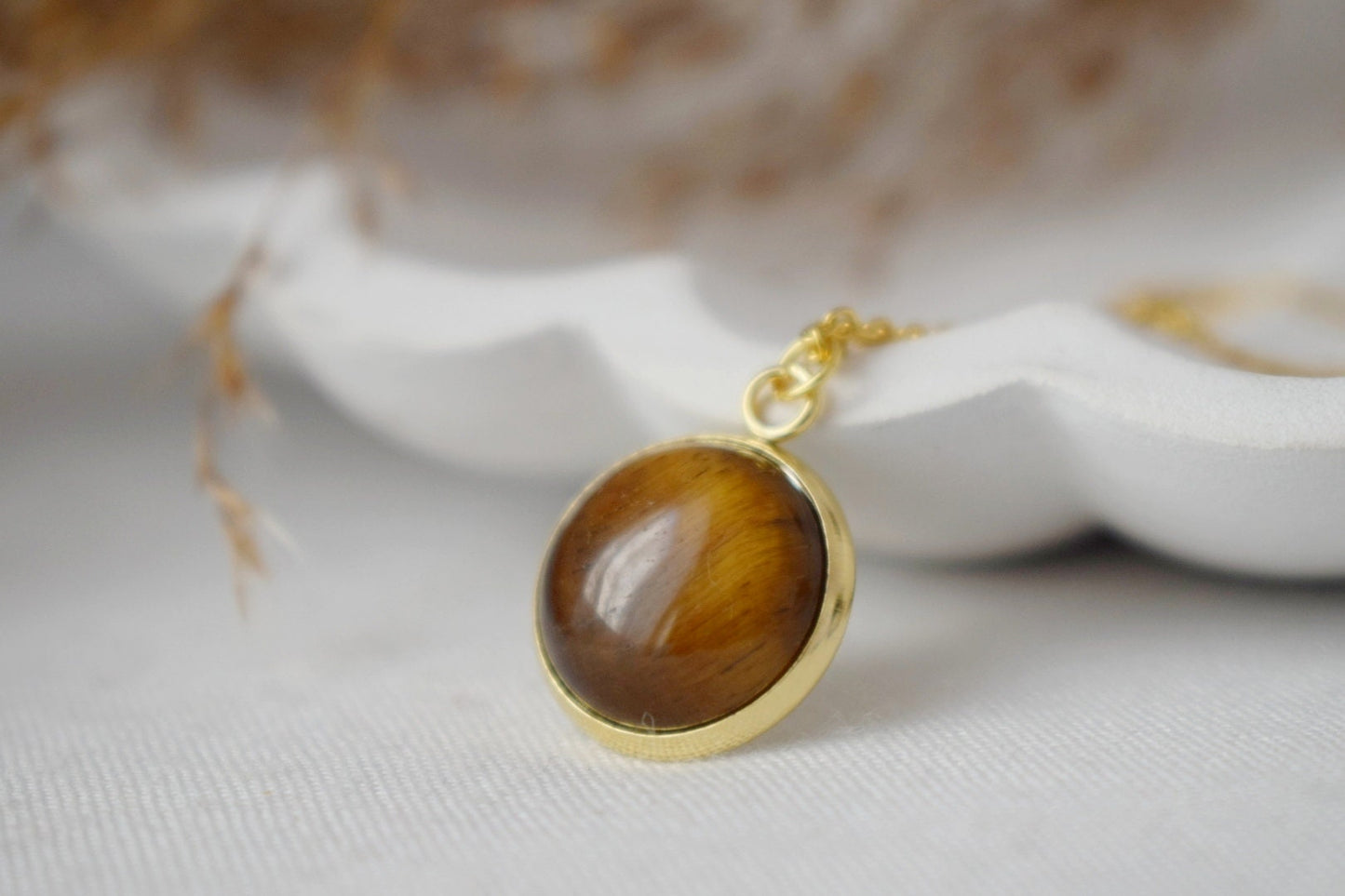 Tiger Eye Necklace, Gemstone Pendant For Women, Tiger's eye Brown Gold, Tigers Eye Jewelry, Round Necklace, Jewelry GiftBest christmas gift