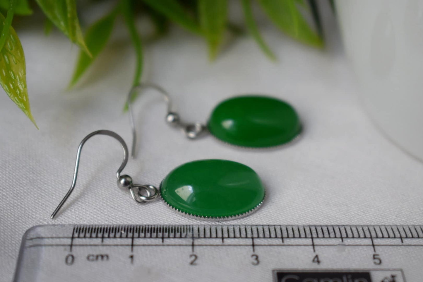 Green jade earrings, Oval gemstone dangle earrings, Green silver earrings, Stone hanging earrings, Green Jade, Jewelry gifts for women