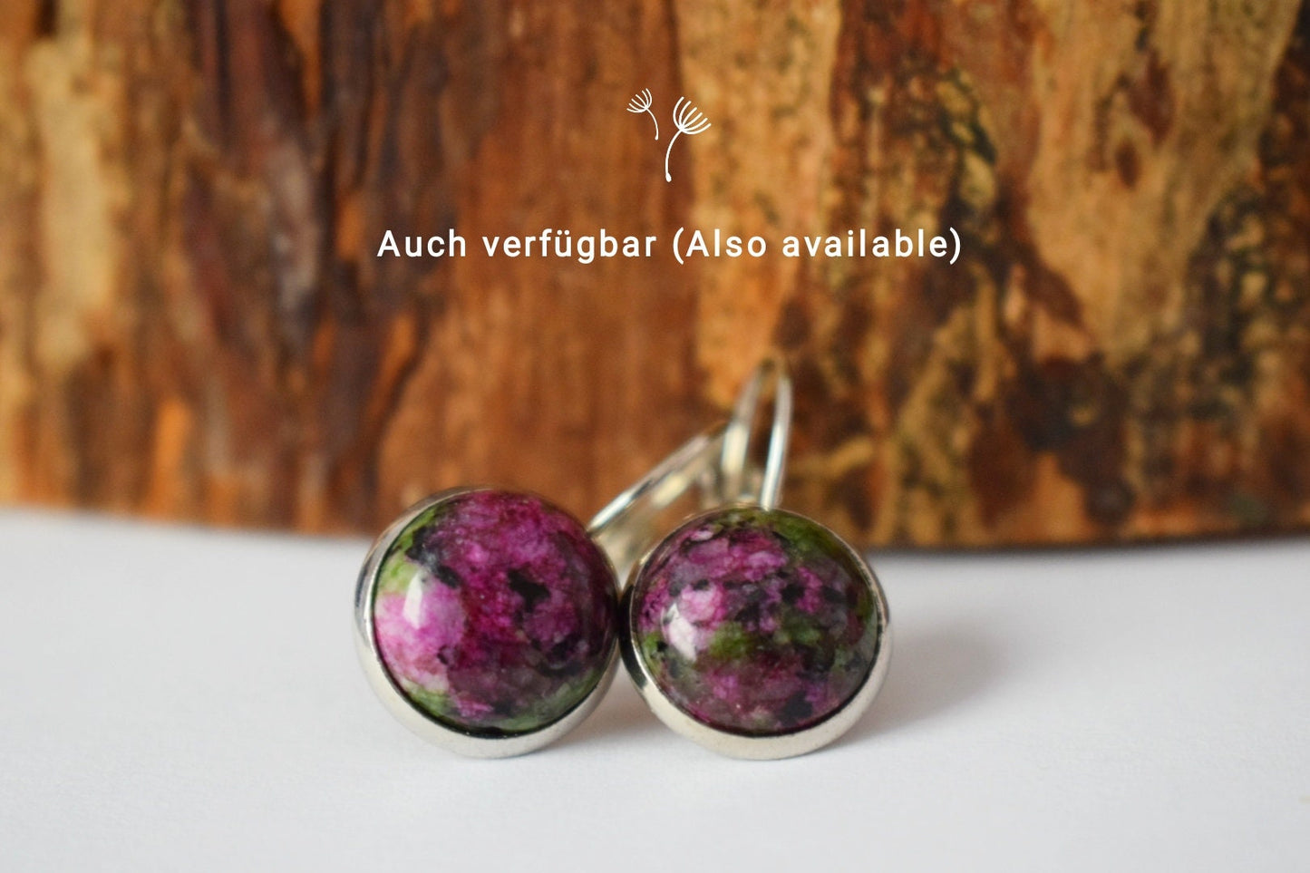 Small Ruby In Zoisite Gold Earrings, Gemstone Dangle Earrings, Lever back, Stone, Green, Pink, 8mm, Round, Ruby Fuchsite, Hanging earrings