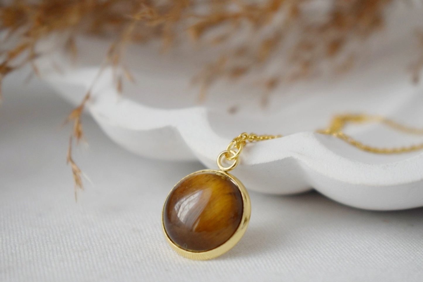 Tiger Eye Necklace, Gemstone Pendant For Women, Tiger's eye Brown Gold, Tigers Eye Jewelry, Round Necklace, Jewelry GiftBest christmas gift