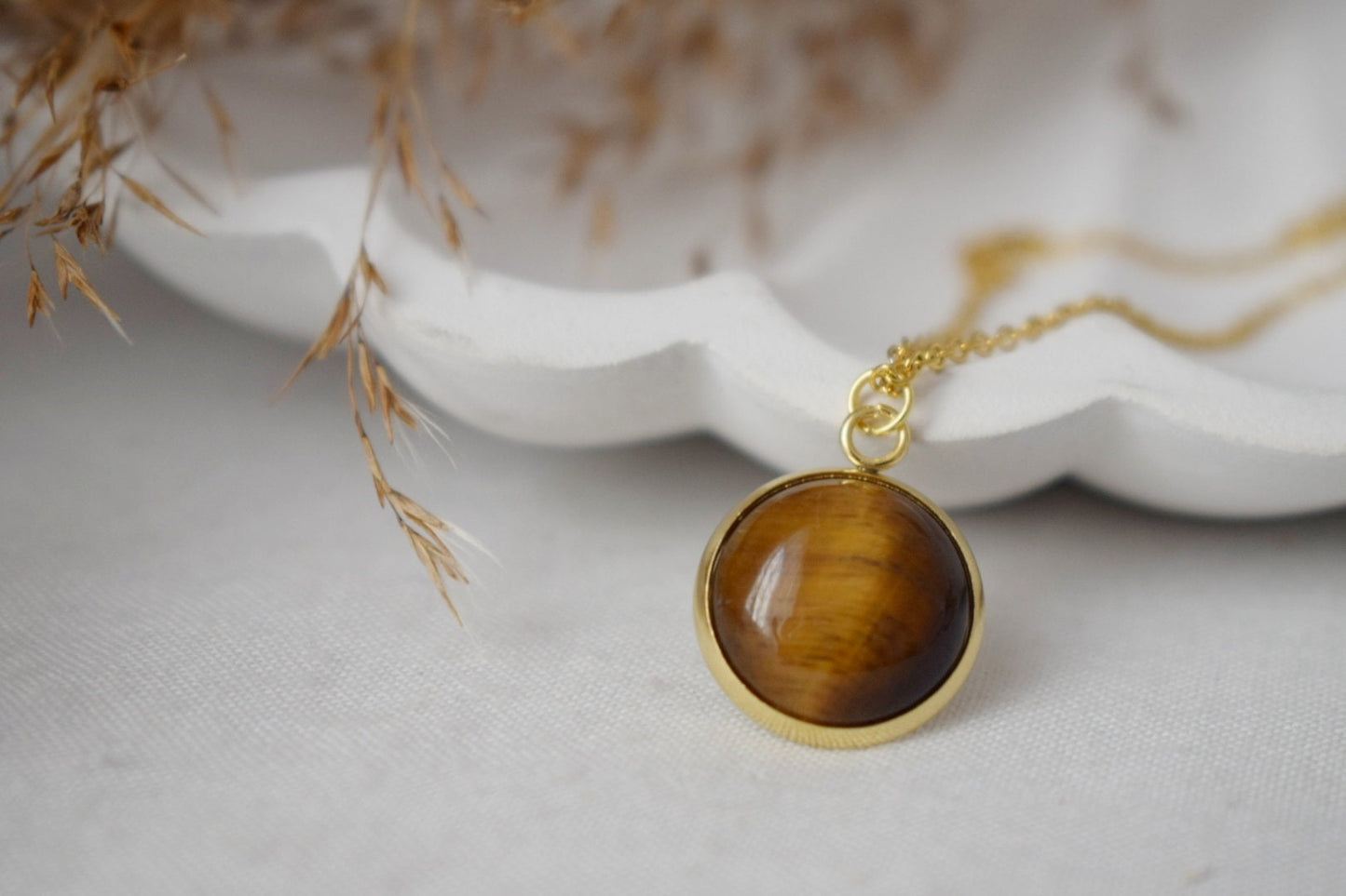 Tiger Eye Necklace, Gemstone Pendant For Women, Tiger's eye Brown Gold, Tigers Eye Jewelry, Round Necklace, Jewelry GiftBest christmas gift