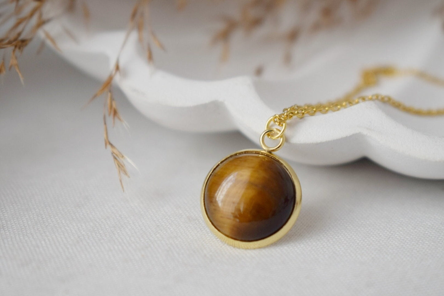 Tiger Eye Necklace, Gemstone Pendant For Women, Tiger's eye Brown Gold, Tigers Eye Jewelry, Round Necklace, Jewelry GiftBest christmas gift