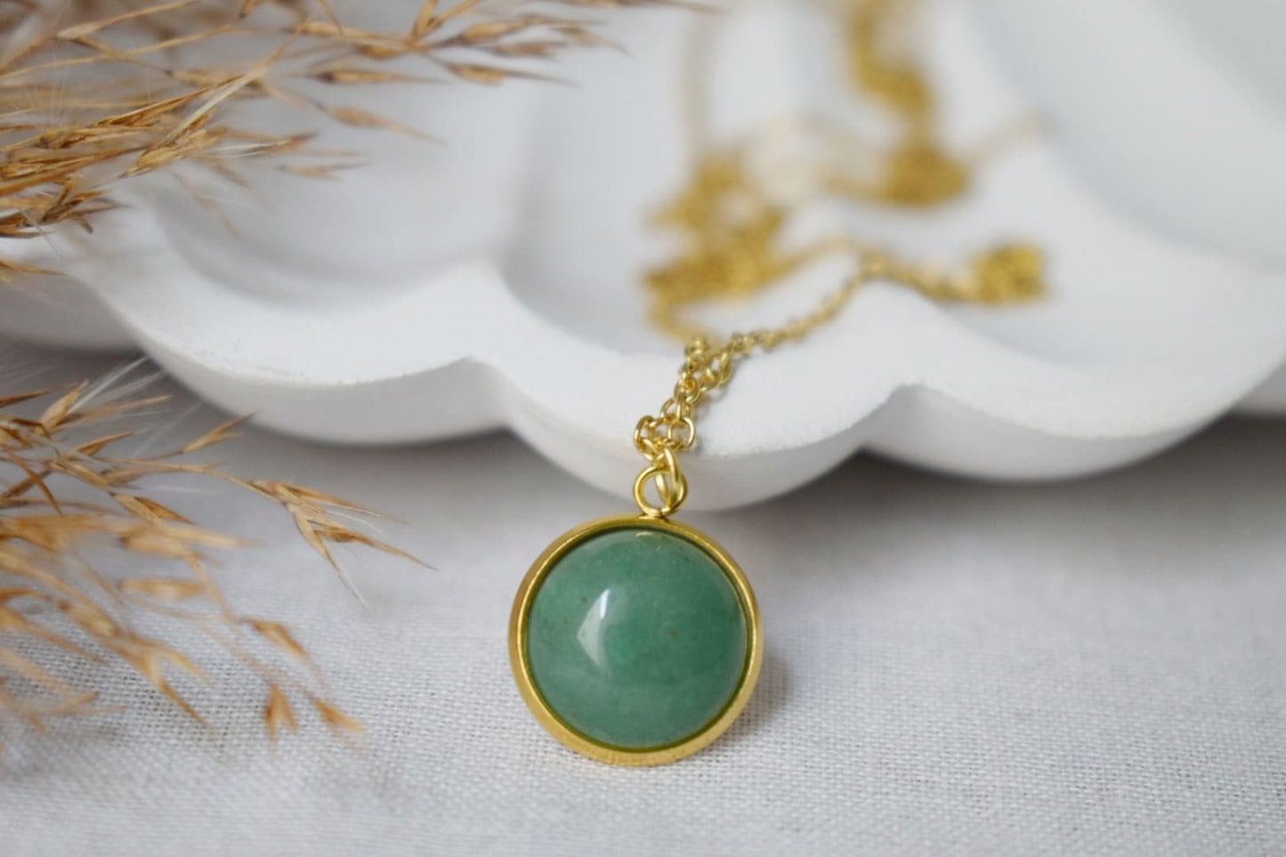 Grüne Aventurin Halskette Gold, Grüne Anhänger Halskette, Grüner Aventurin Gold Anhänger, Edelstein, Aventurin Schmuck, Geburtstagsgeschenk für Sie