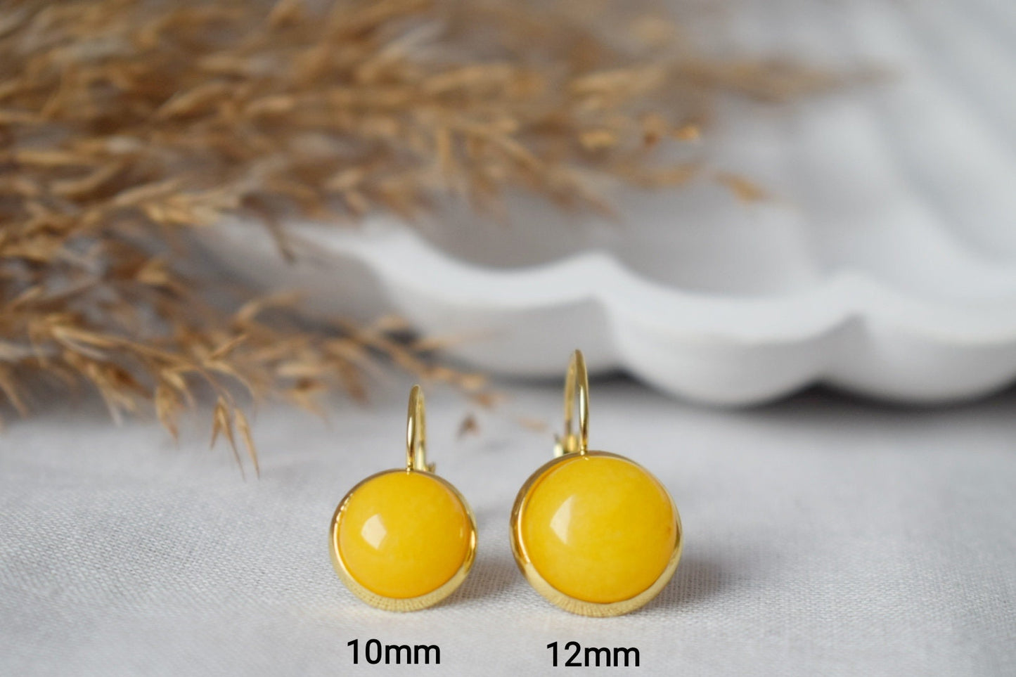 Yellow jade earrings gold, Gemstone drop and dangle earrings, Yellow stone lever back earrings, Hanging earrings, Jewelry gift for women