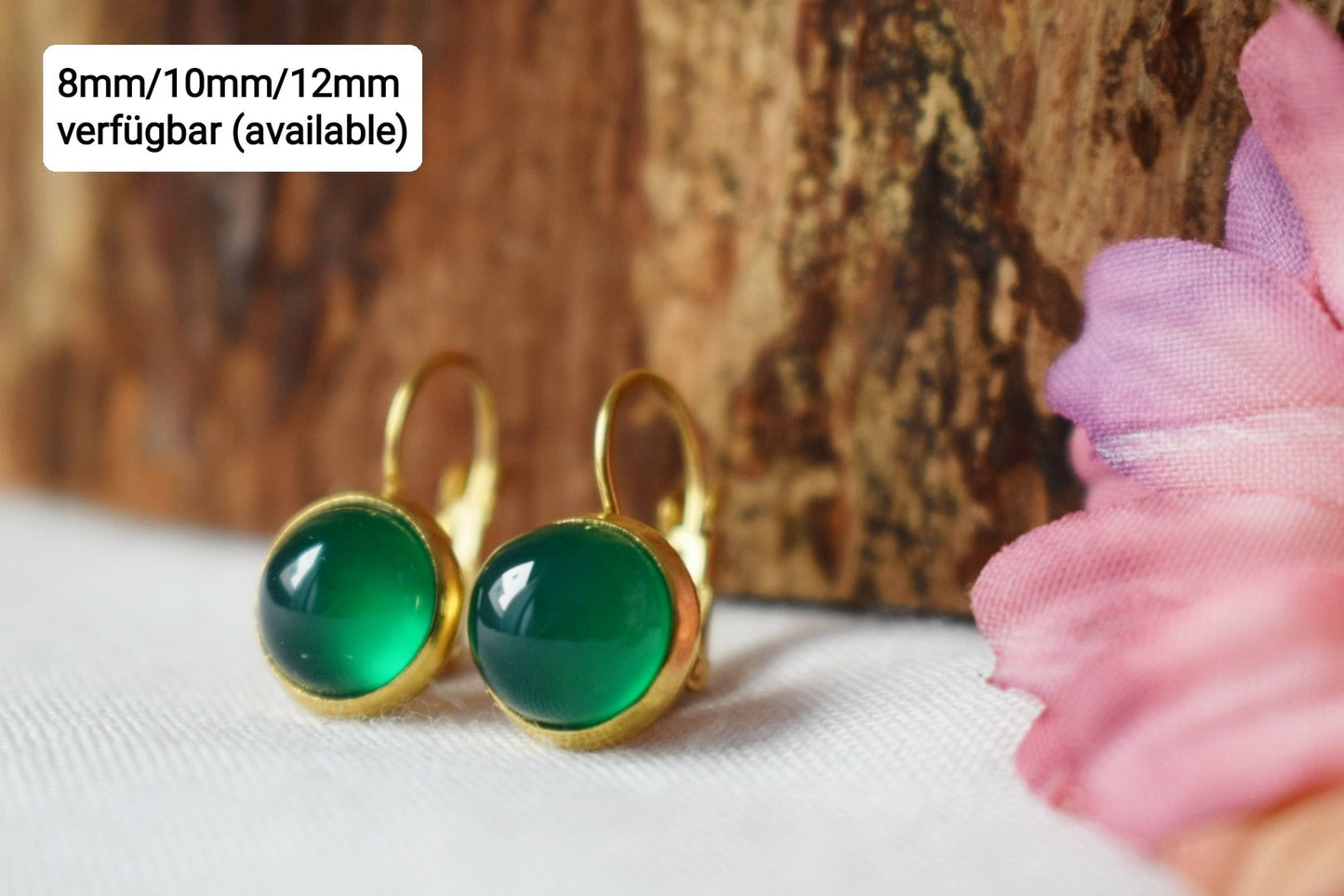 Green agate earrings, Gemstone Huggies, Small dangle earrings, Minimalist Handmade jewelry, Gift for her