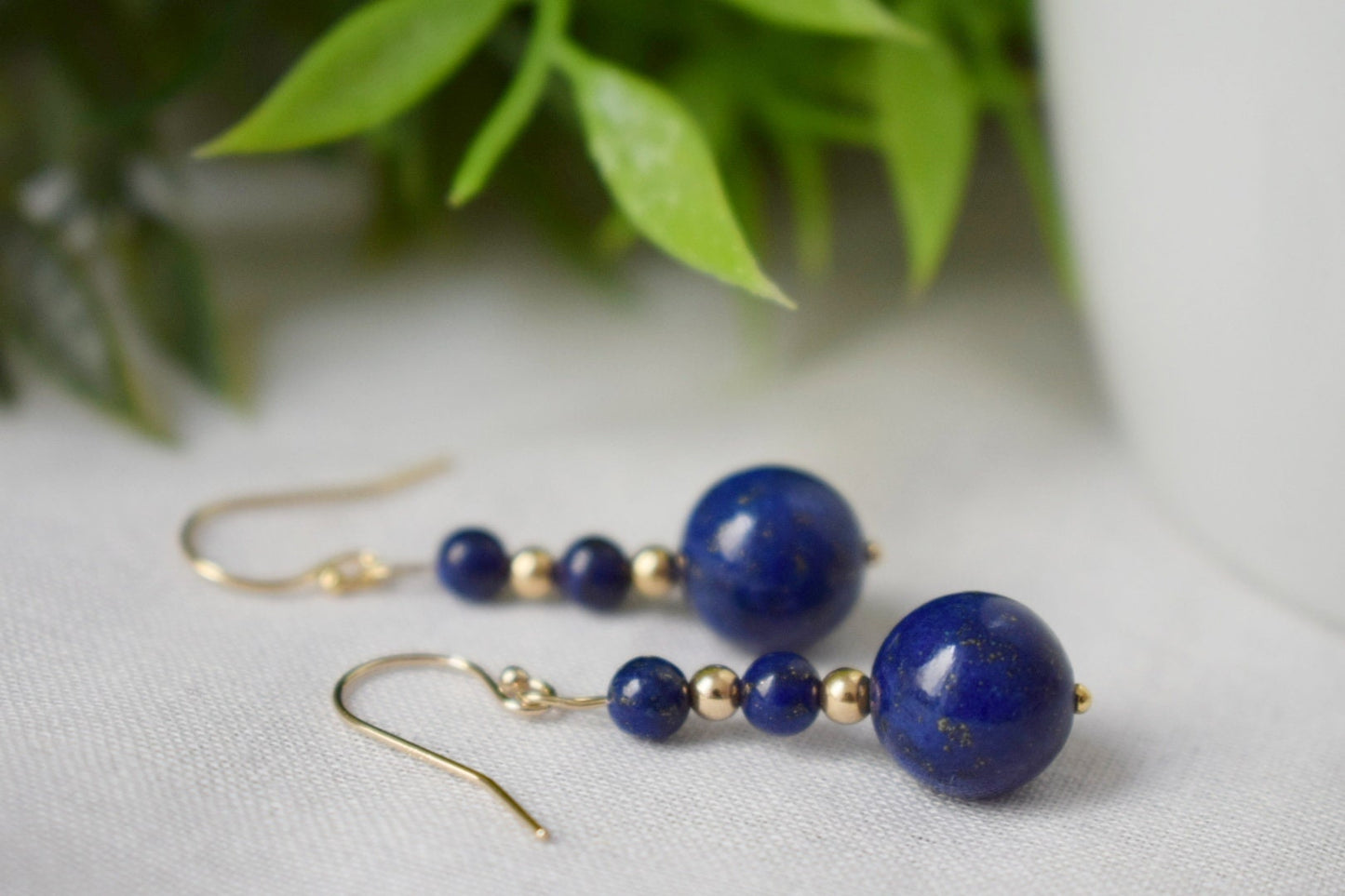 Gold filled lapis earrings, Lapis lazuli dangle earrings, Gemstone earrings, Stone earrings, Gold, 14k, Dark Blue, Dainty, Gift for women