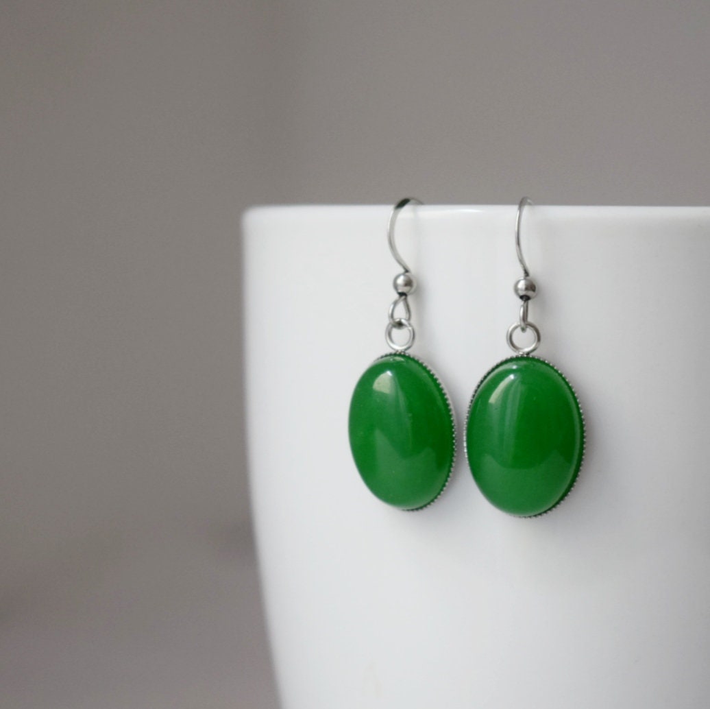 Green jade pendant necklace silver for women, Oval, Green necklace, Green gemstone necklace, Jade pendant, Handmade jewelry gift for her