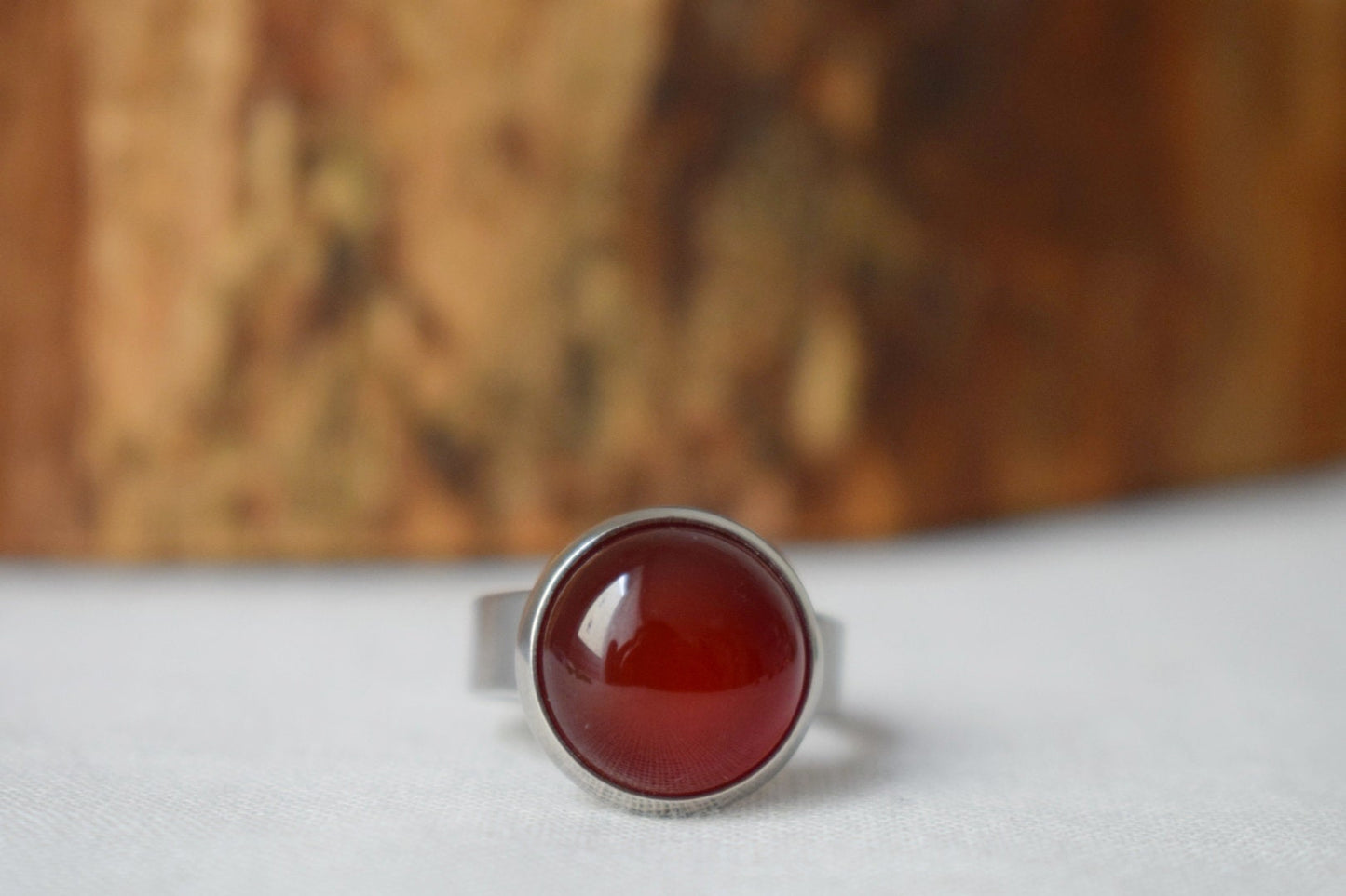 Red Agate Ring, Gemstone Adjustable Ring, Red stone Ring, Everyday Round Crystal Ring, Red agate Jewelry, Birthday Gift For Her