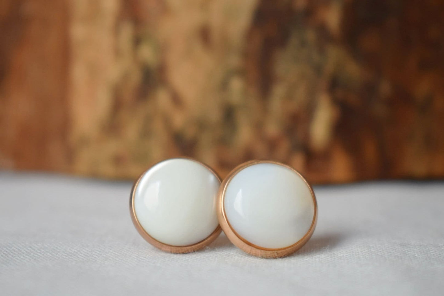 Mother of Pearl Rose Gold Stud Earrings, Post Earrings, Handmade Jewelry, Minimalist Earrings, Best Christmas Gift for her