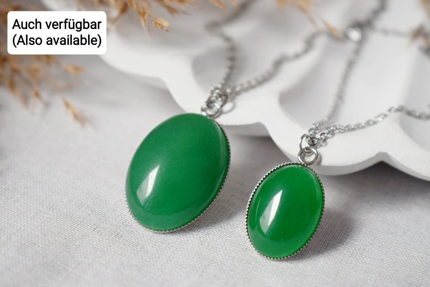 Green jade pendant necklace silver for women, Oval, Green necklace, Green gemstone necklace, Jade pendant, Handmade jewelry gift for her