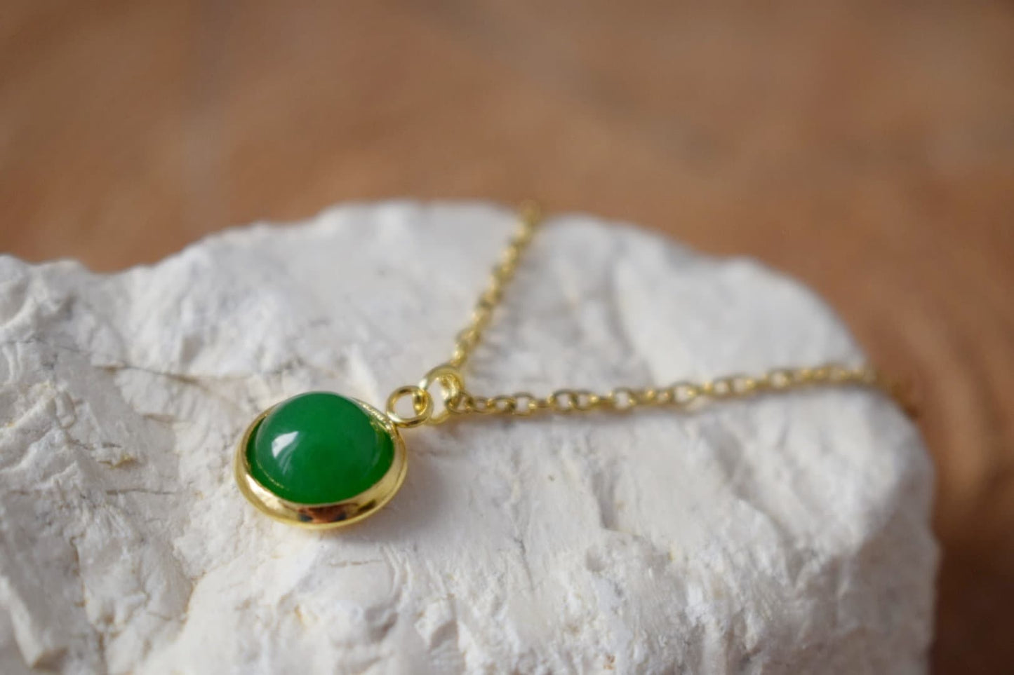 Green jade pendant minimalist necklace gold for women, green necklace, 10mm pendant necklace, green gemstone necklace pendant, Gift for her