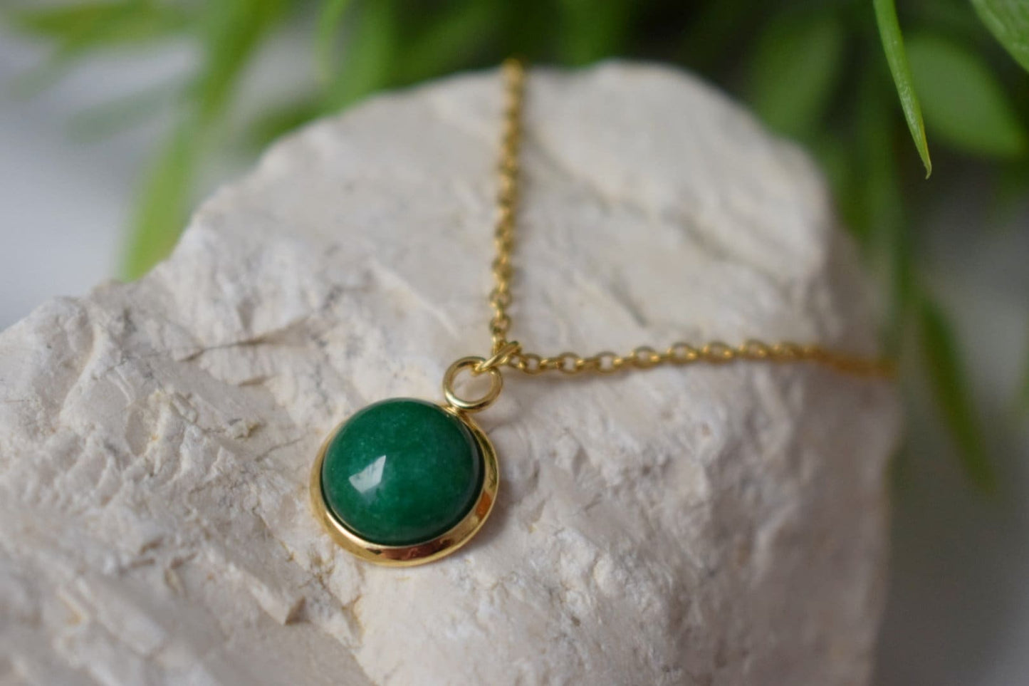 Green jade pendant minimalist necklace gold for women, green necklace, 10mm pendant necklace, green gemstone necklace pendant, Gift for her