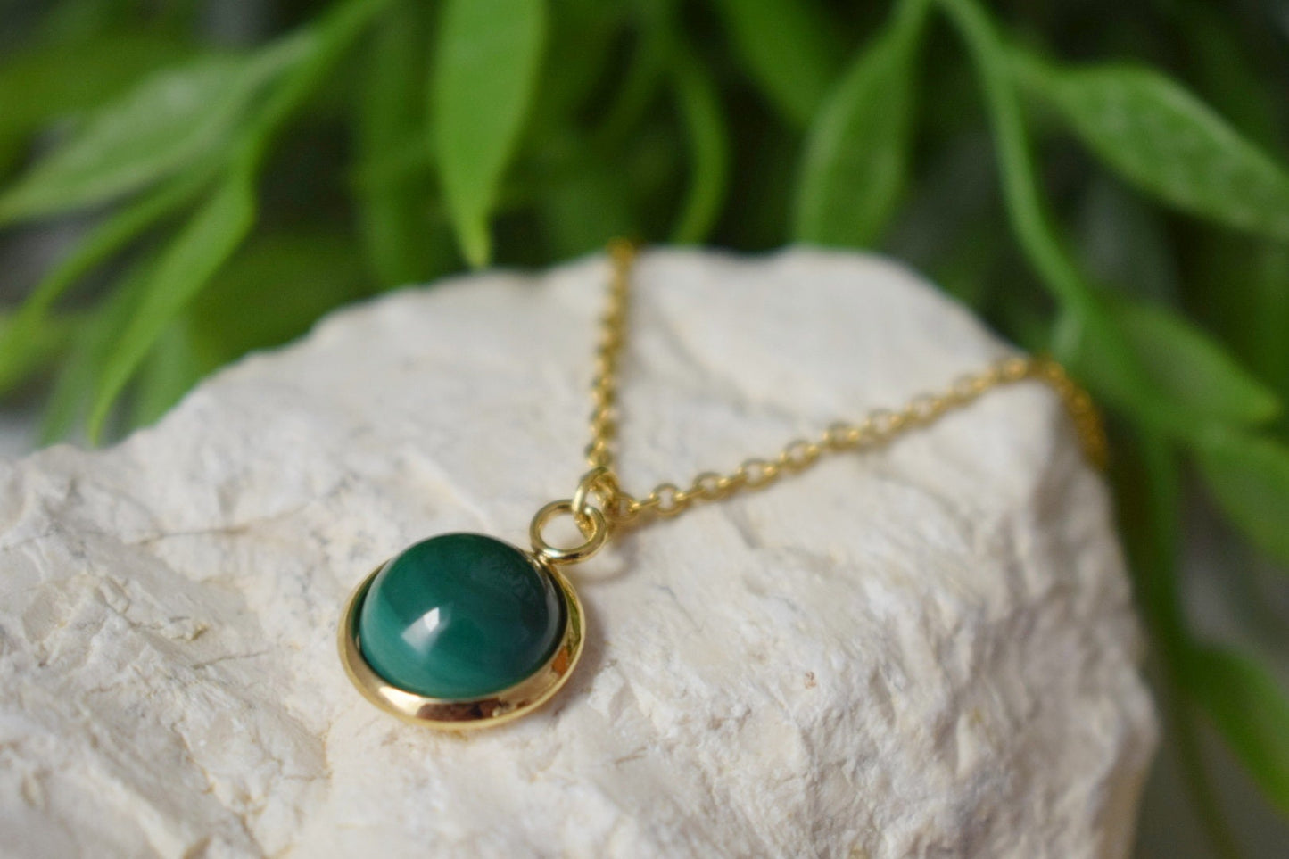Natural Malachite Necklace Gold, Dainty Malachite Necklace, Green Malachite Pendant Necklace, Malachite Gemstone Necklace, Gift For Her