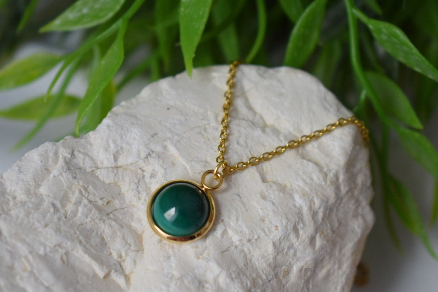 Natural Malachite Necklace Gold, Dainty Malachite Necklace, Green Malachite Pendant Necklace, Malachite Gemstone Necklace, Gift For Her