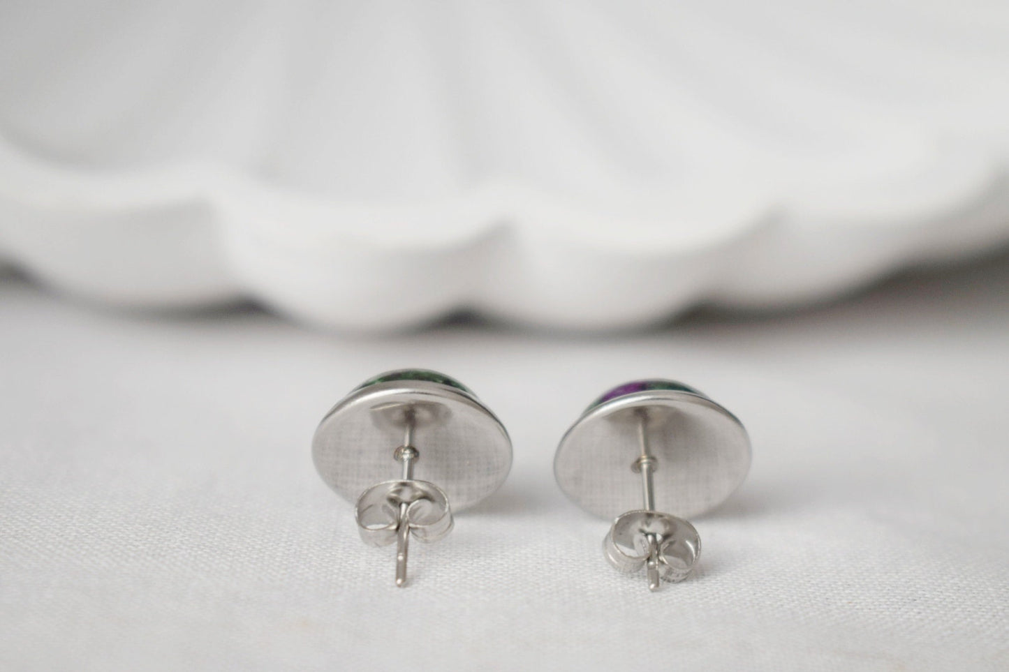 Turquoise stud earrings, 12mm Gemstone push back earrings, Blue post earrings, Lightweight earrings, Handmade jewelry, Gift for women
