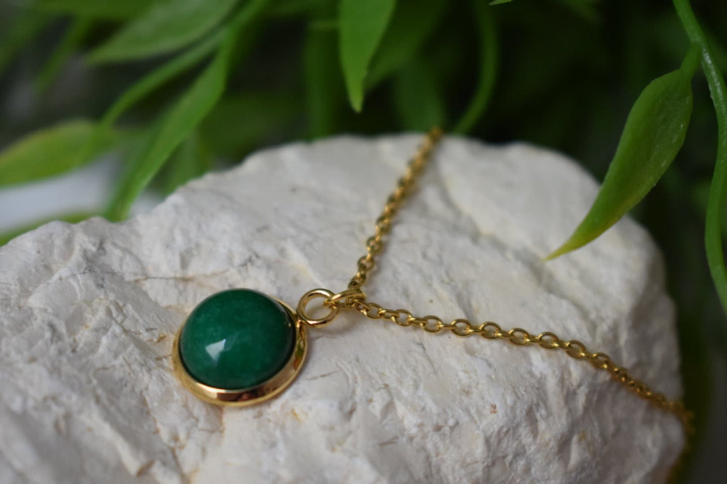 Green jade pendant minimalist necklace gold for women, green necklace, 10mm pendant necklace, green gemstone necklace pendant, Gift for her
