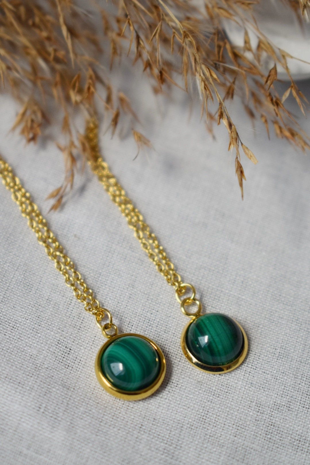 Natural Malachite Necklace Gold, Dainty Malachite Necklace, Green Malachite Pendant Necklace, Malachite Gemstone Necklace, Gift For Her