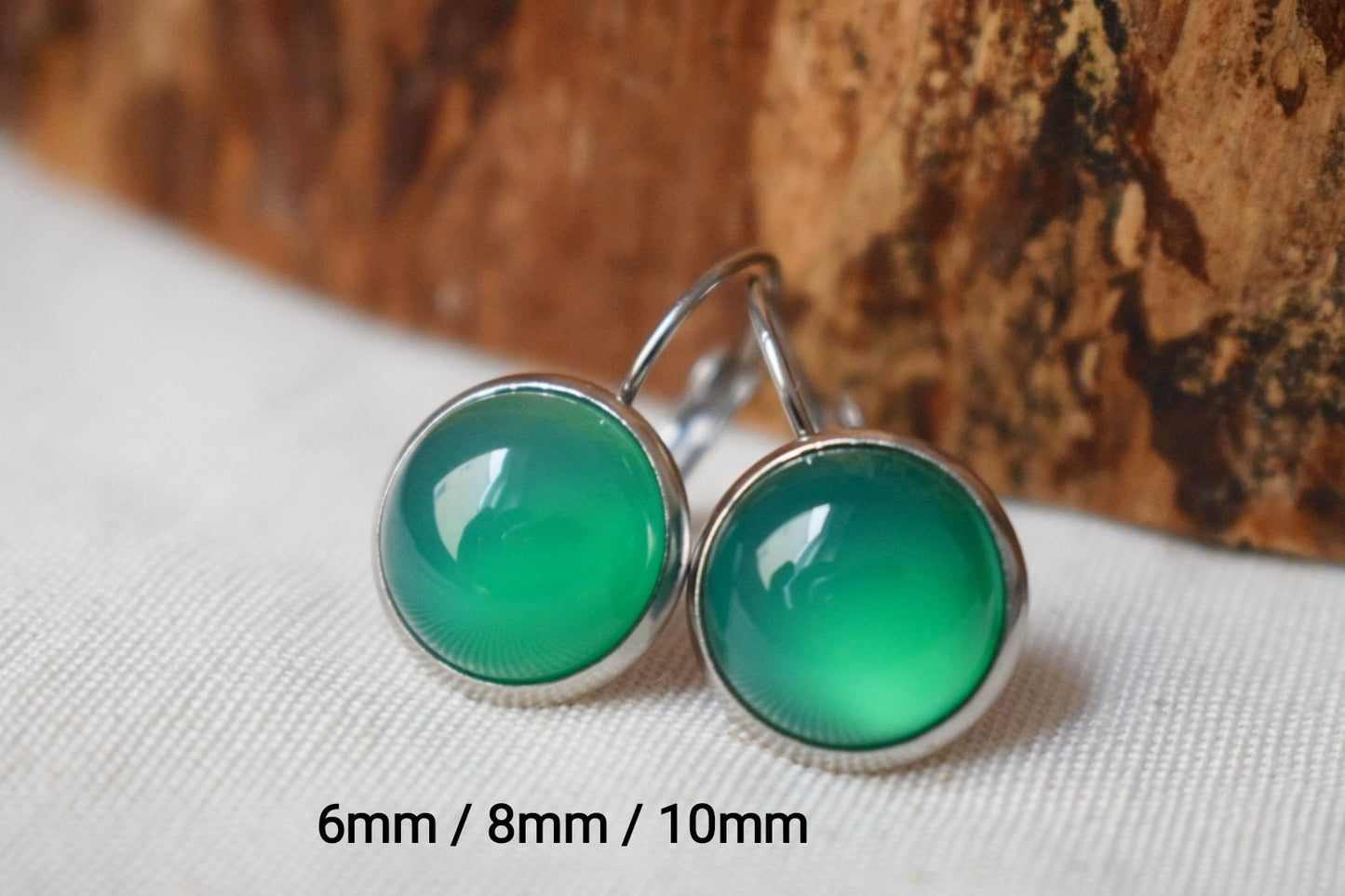 Crown Green Agate Ring, Gemstone Adjustable Ring, Everyday Round Stone Ring, Unique Jewelry, Gift for Her