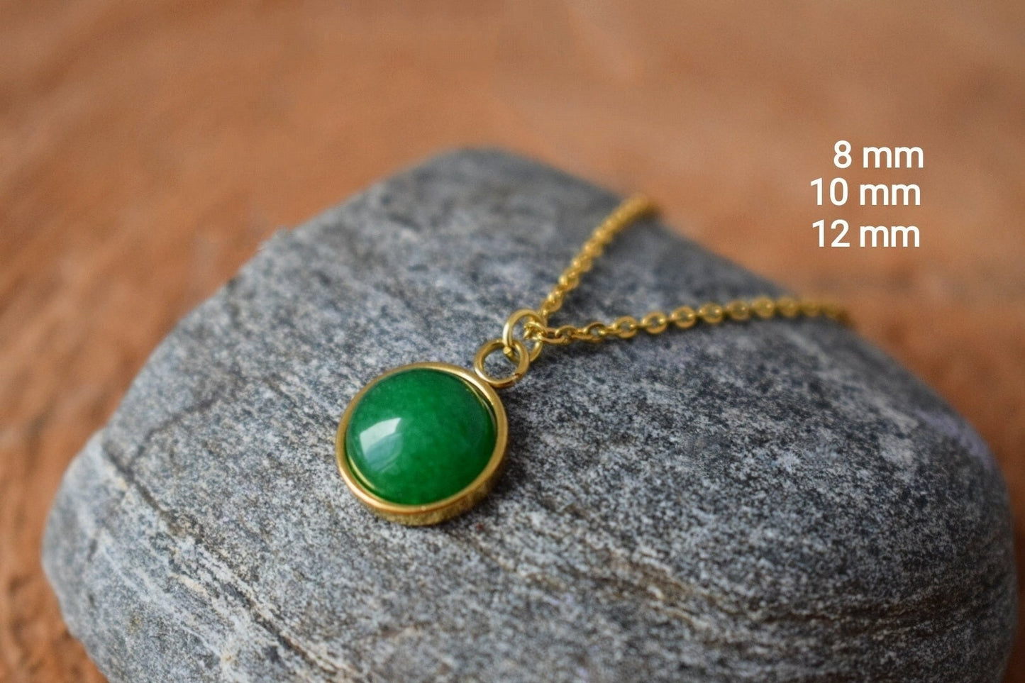 Green jade pendant minimalist necklace gold for women, green necklace, 10mm pendant necklace, green gemstone necklace pendant, Gift for her