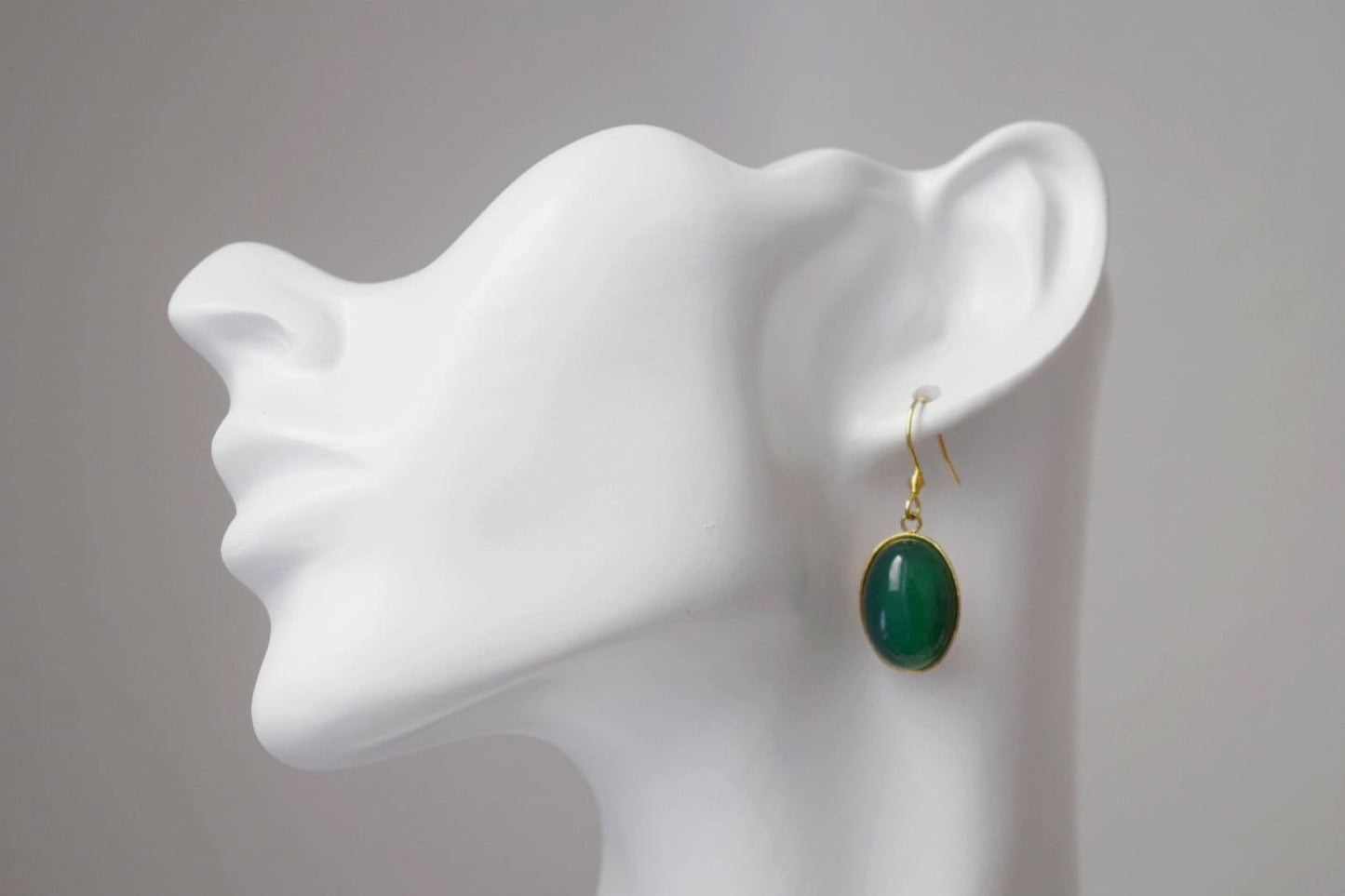 Green agate earrings gold, Oval gemstone earrings, Green stone dangle earrings, Hanging green earrings, Handmade agate jewelry, Gift for her