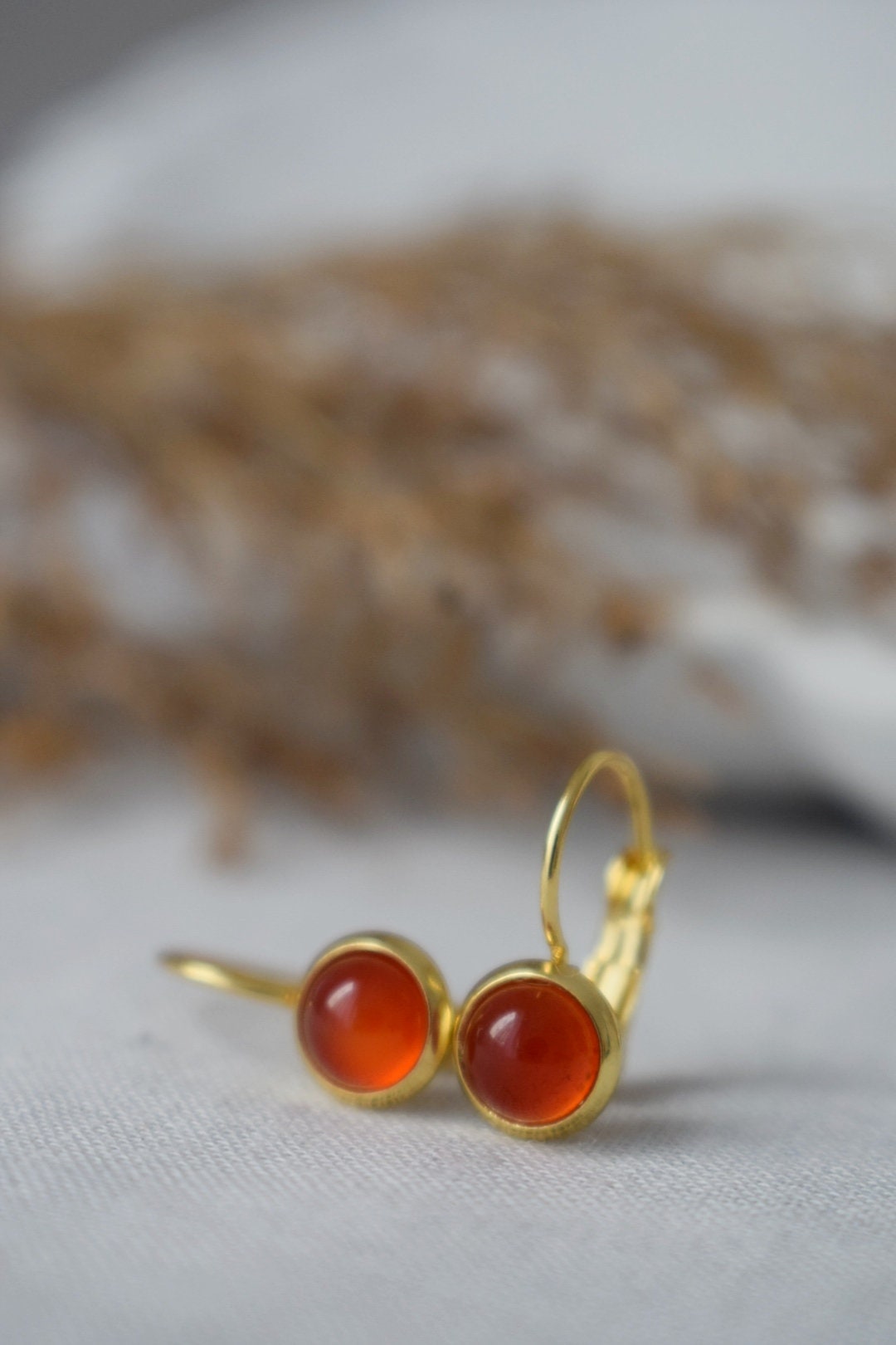 Mini red agate earrings, 6mm gold earrings, Small gemstone earrings, Red stone earrings, Leverback, Agate jewelry gold, Jewelry gift for her