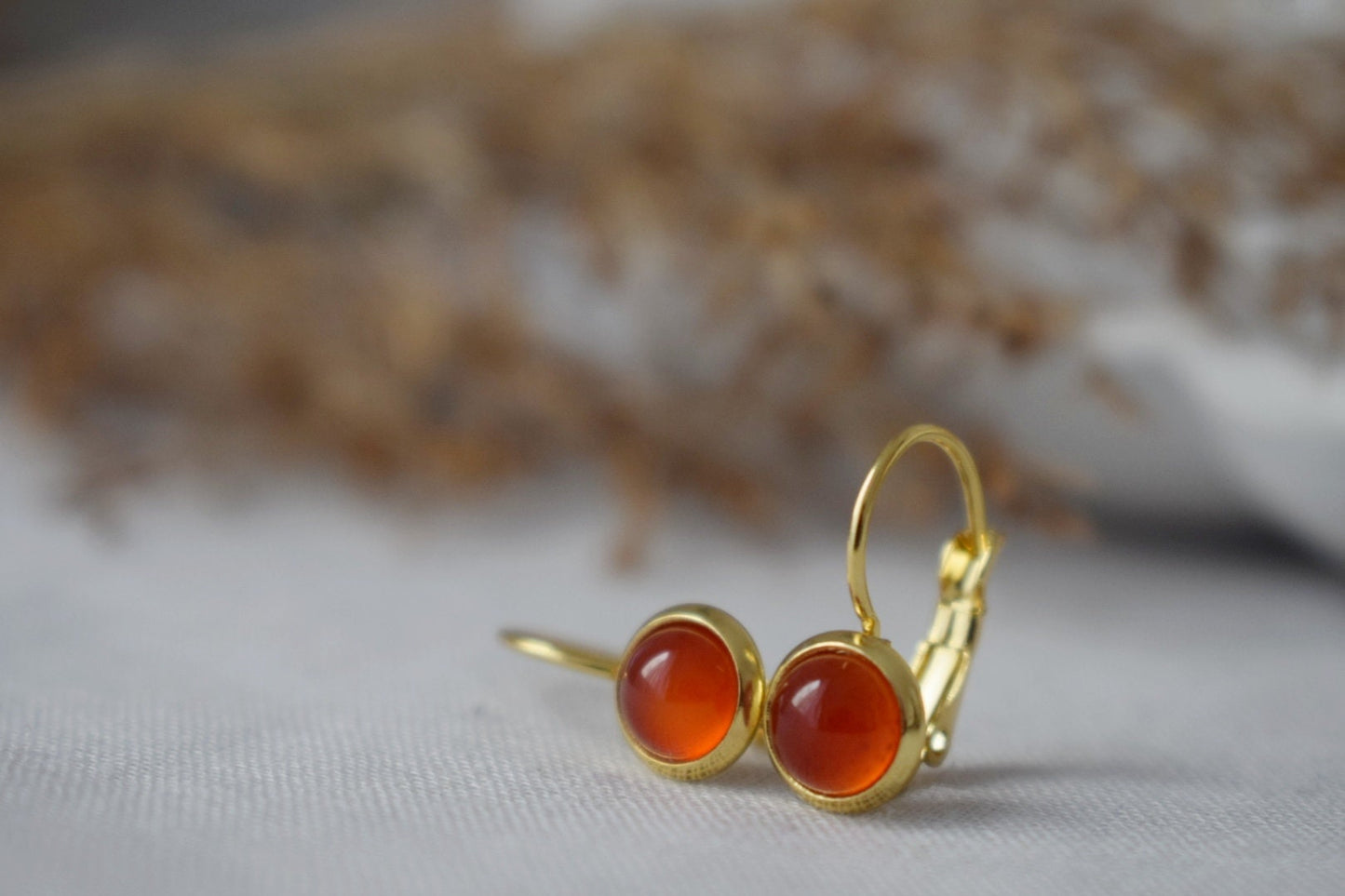 Mini red agate earrings, 6mm gold earrings, Small gemstone earrings, Red stone earrings, Leverback, Agate jewelry gold, Jewelry gift for her