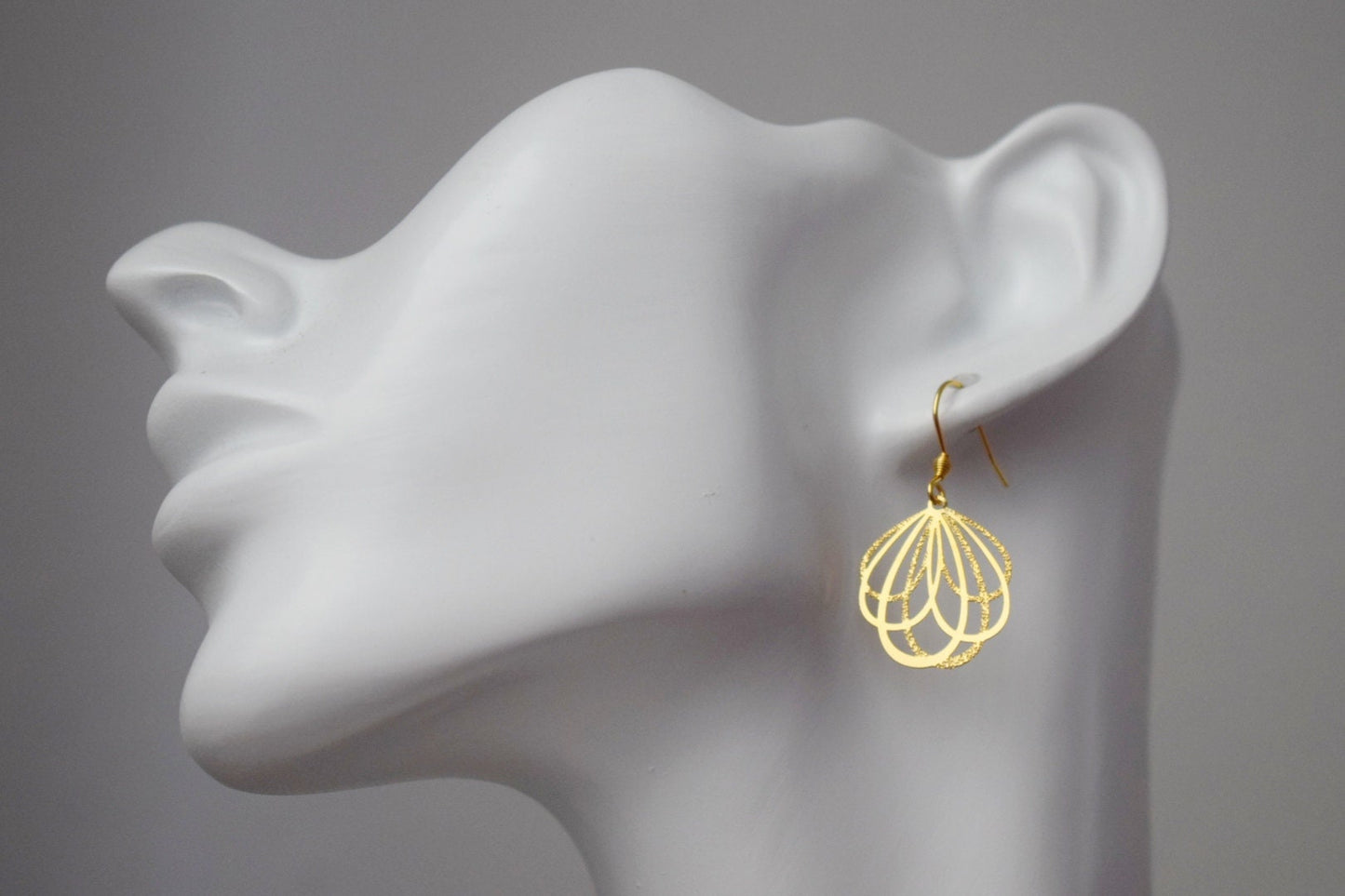 Flower petal earrings, Lightweight dangle earrings modern, Real 18K Gold Plated stainless steel petal pendant and ear hooks