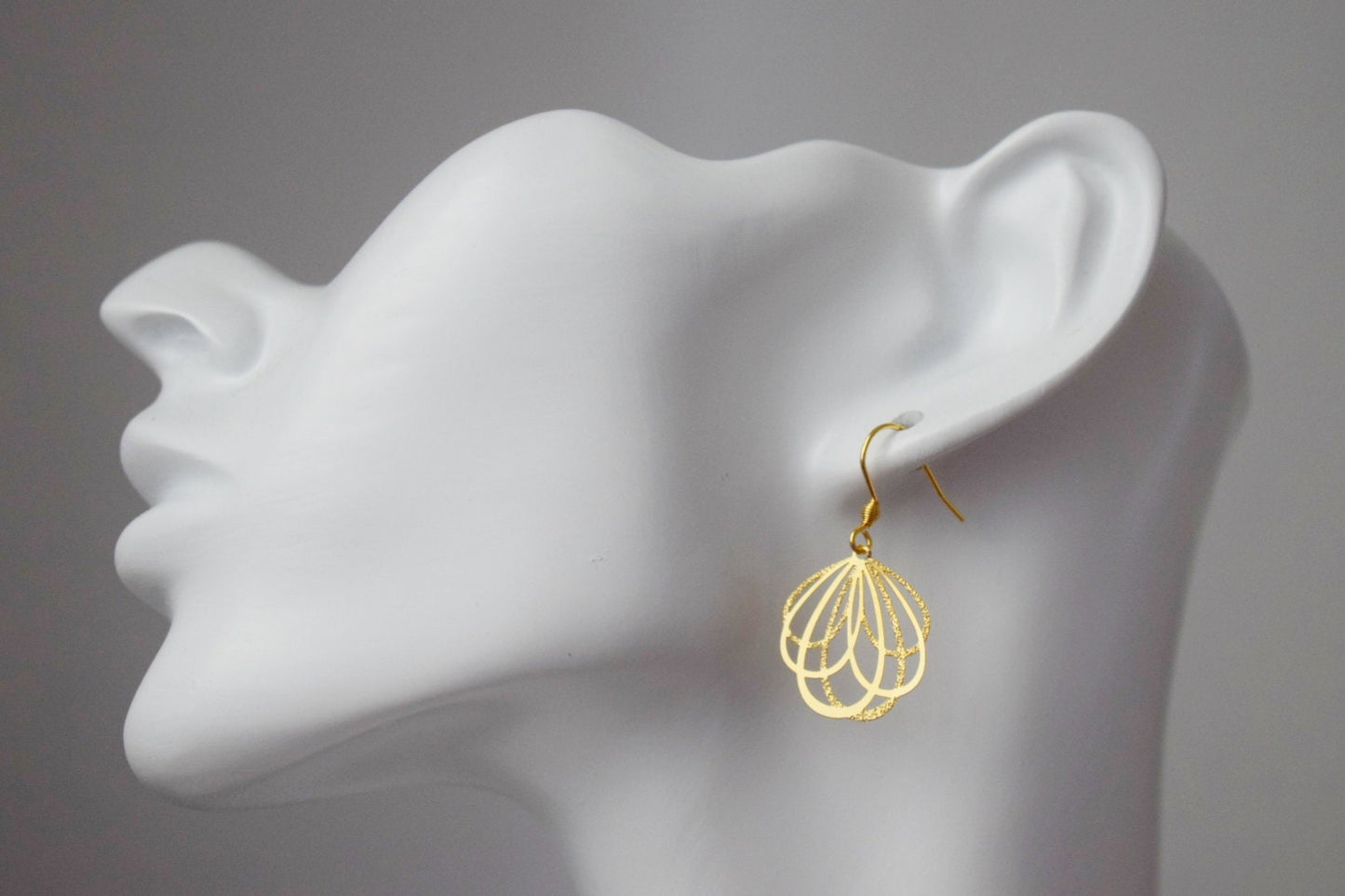 Flower petal earrings, Lightweight dangle earrings modern, Real 18K Gold Plated stainless steel petal pendant and ear hooks