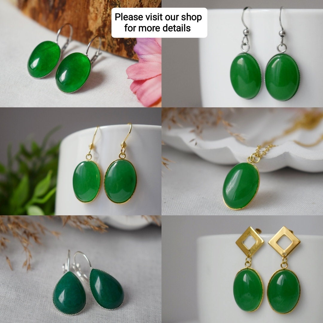 Green jade pendant necklace for women, green silver color, green gemstone necklace pendant, birthstone necklace, handmade jewelry gift