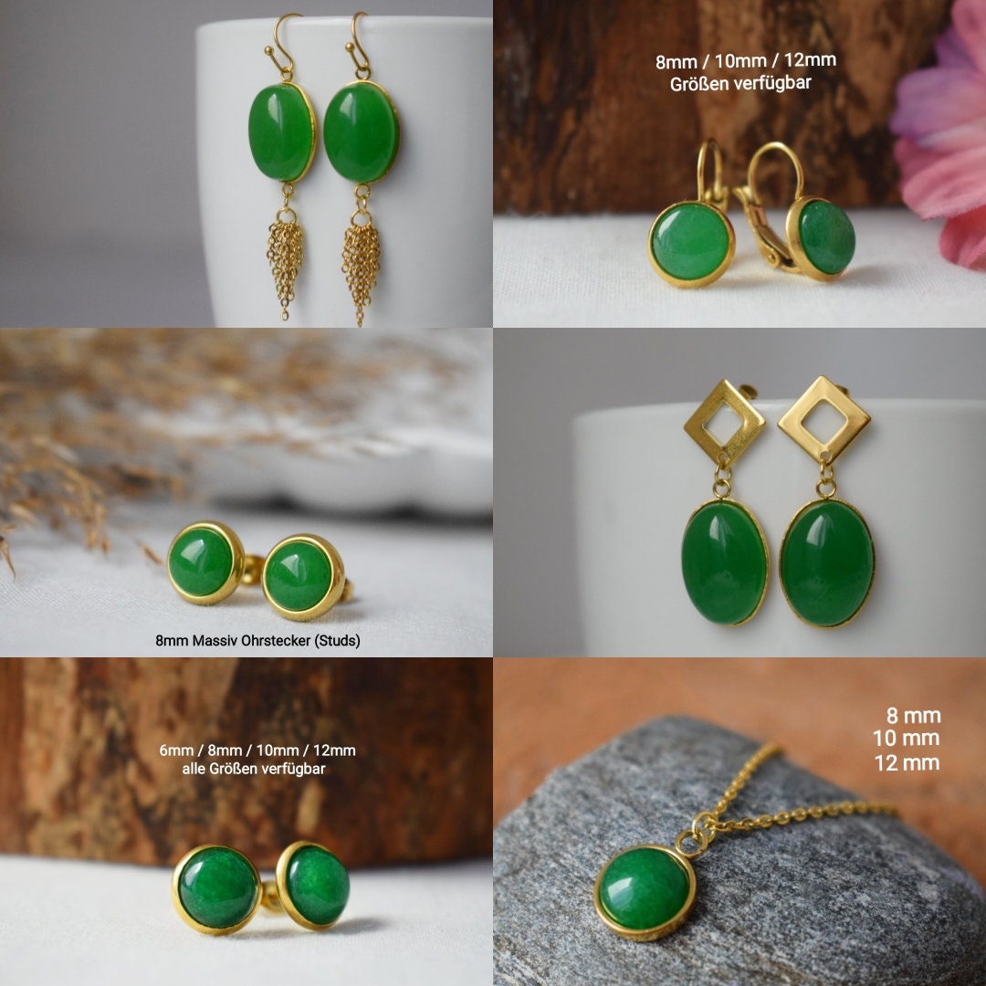 Green jade pendant necklace for women, green silver color, green gemstone necklace pendant, birthstone necklace, handmade jewelry gift