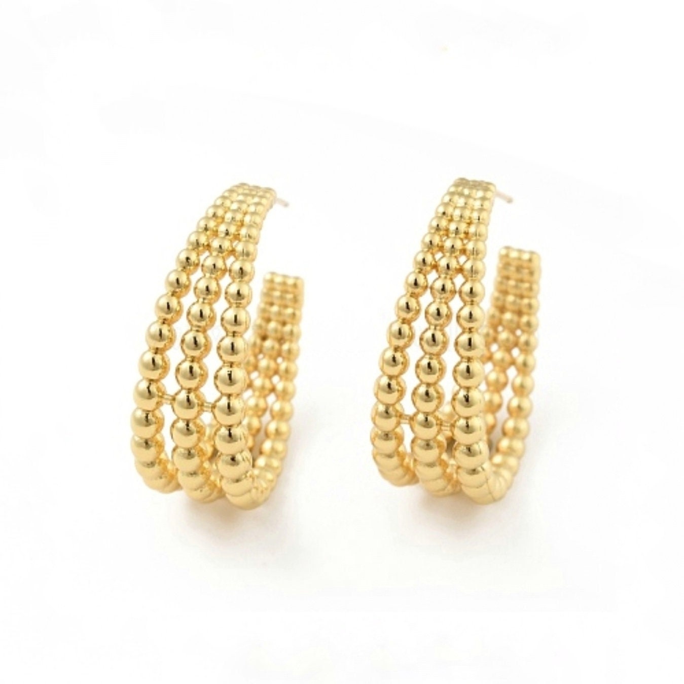 18k Gold C Shape Hoop Earrings, Half circle stud earrings, C shape earrings, Semicircle earrings, Statement Hoops, Modern earrings, Gift