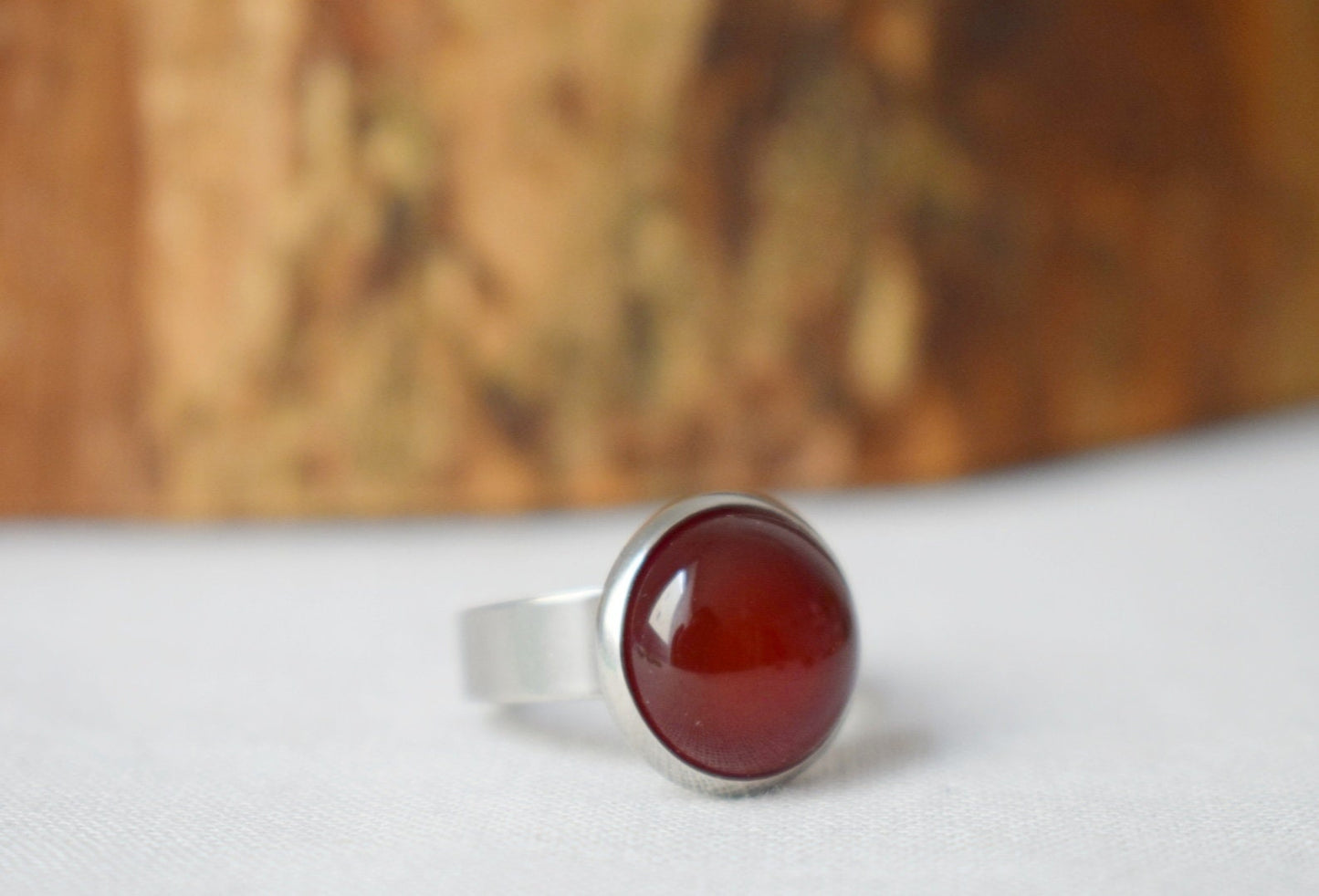 Red Agate Ring, Gemstone Adjustable Ring, Red stone Ring, Everyday Round Crystal Ring, Red agate Jewelry, Birthday Gift For Her
