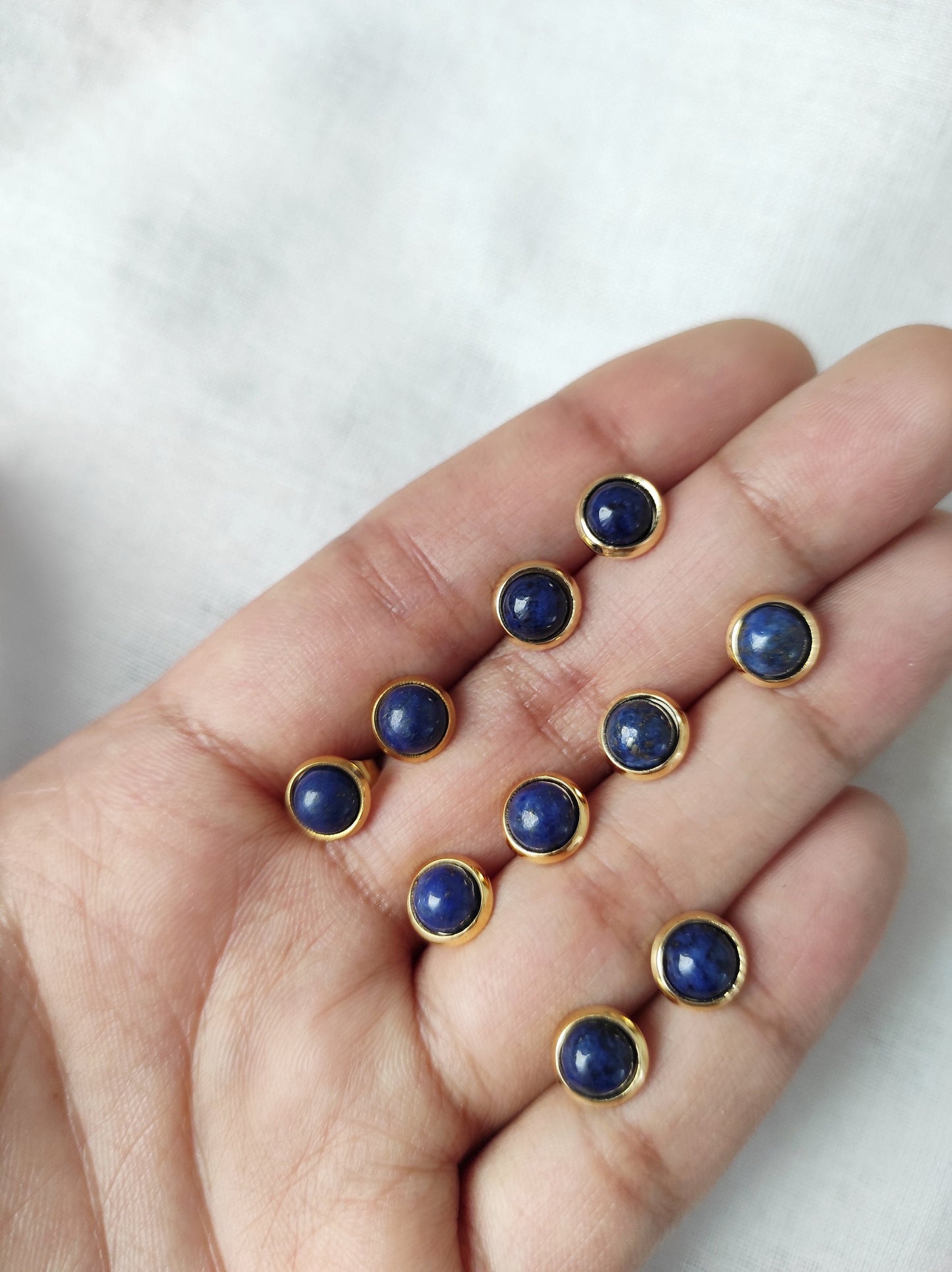 Lapis Stud Earrings Gold, Blue Lapis Earrings Gold, Round, Minimalist, 8mm, Lapis Lazuli Jewelry, September Birthstone, Handmade Jewelry