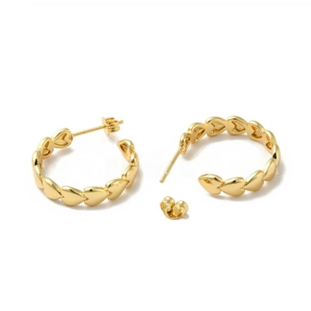 Heart hoop stud earrings, Half circle studs, C shape, Semicircle earrings, 18k gold plated earrings, Statement Hoops, Modern earrings, Gift