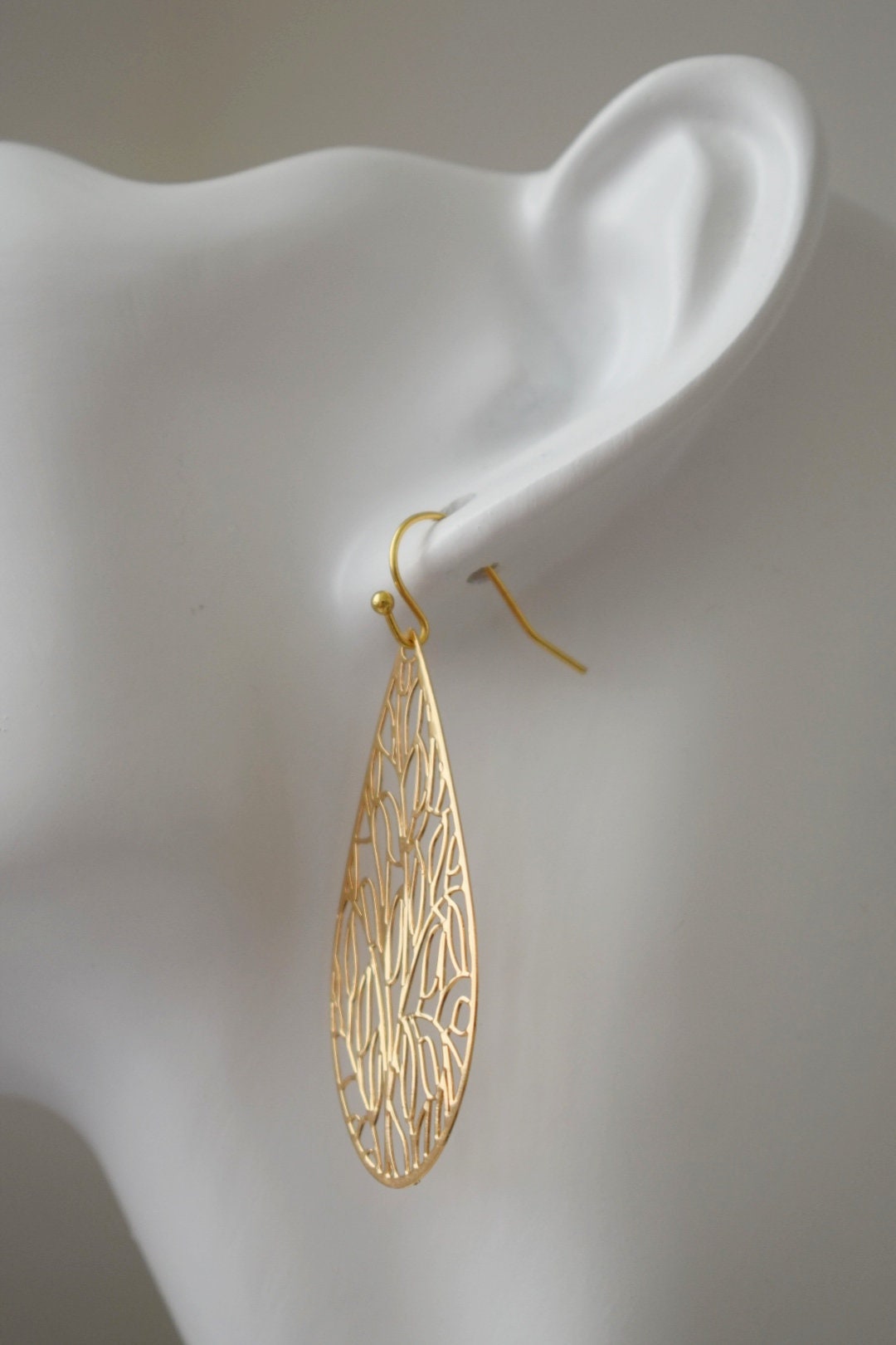 Ornament teardrop dangle earrings, Boho drop earrings, Unique filigree jewelry, Gift for her