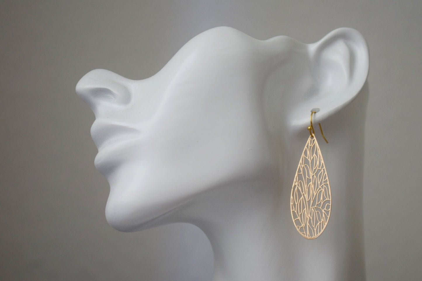 Ornament teardrop dangle earrings, Boho drop earrings, Unique filigree jewelry, Gift for her