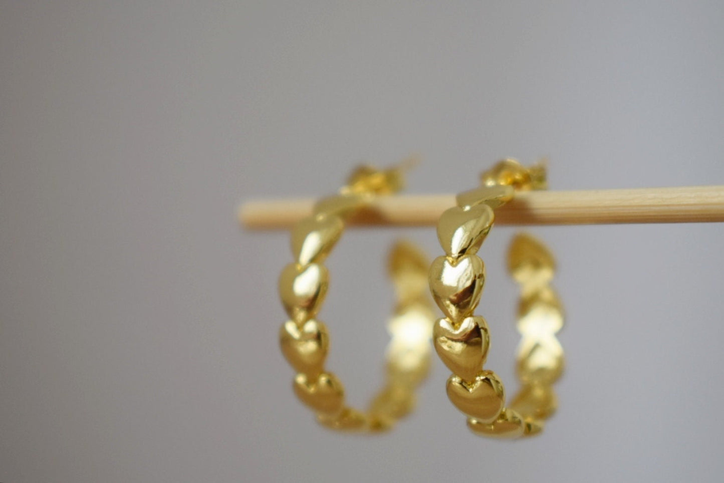 Heart hoop stud earrings, Half circle studs, C shape, Semicircle earrings, 18k gold plated earrings, Statement Hoops, Modern earrings, Gift